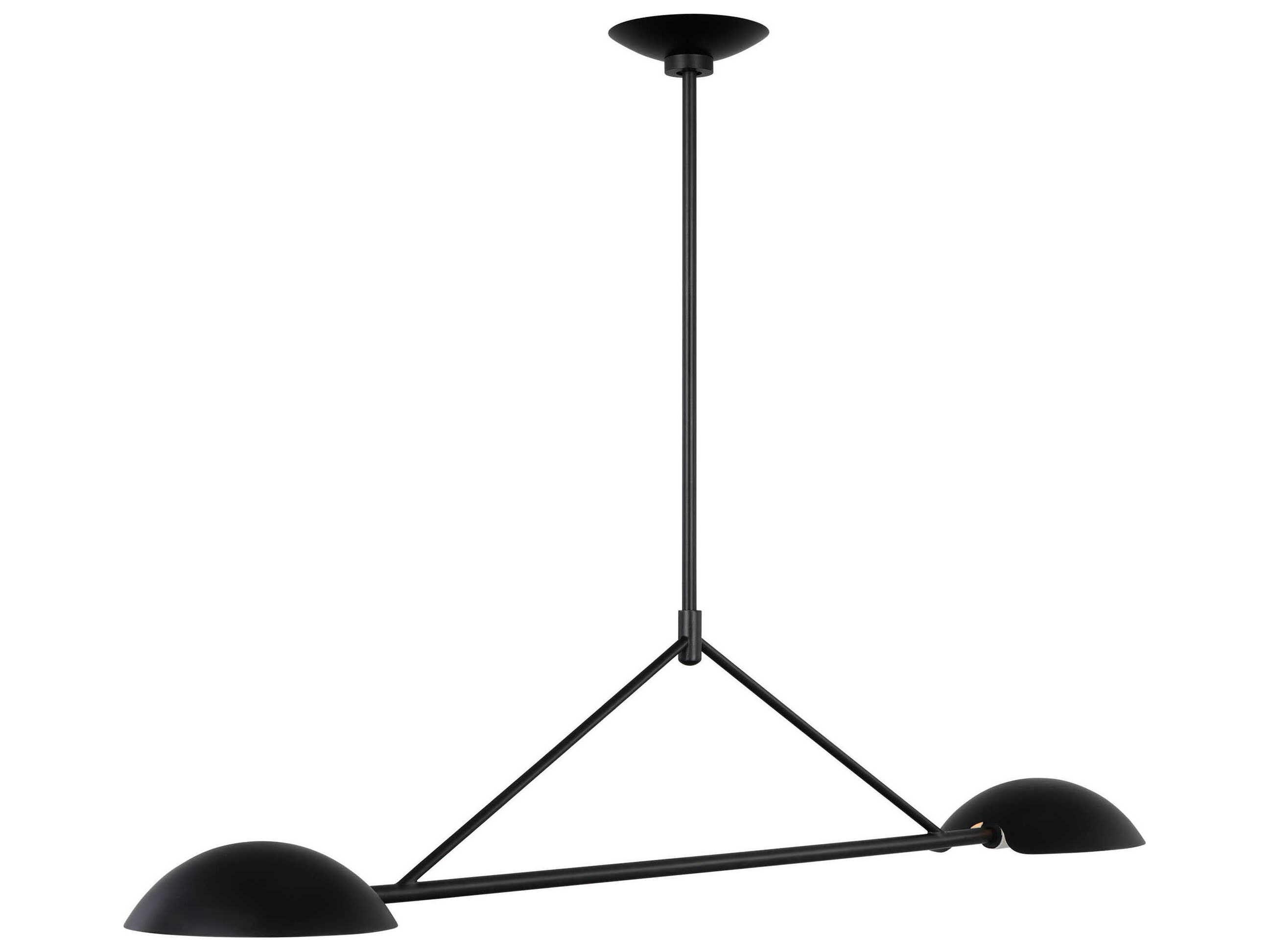 Visual Comfort Studio Nevel 2-Light Aged Iron Black Bowl Linear Island Pendant