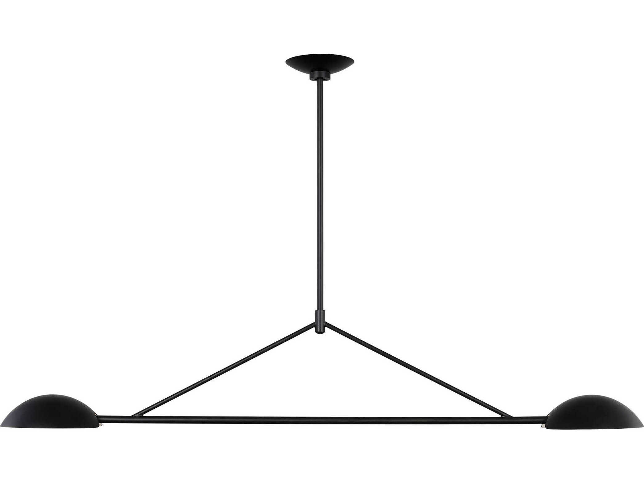 Visual Comfort Studio Nevel 2-Light Aged Iron Black Bowl Linear Island Pendant