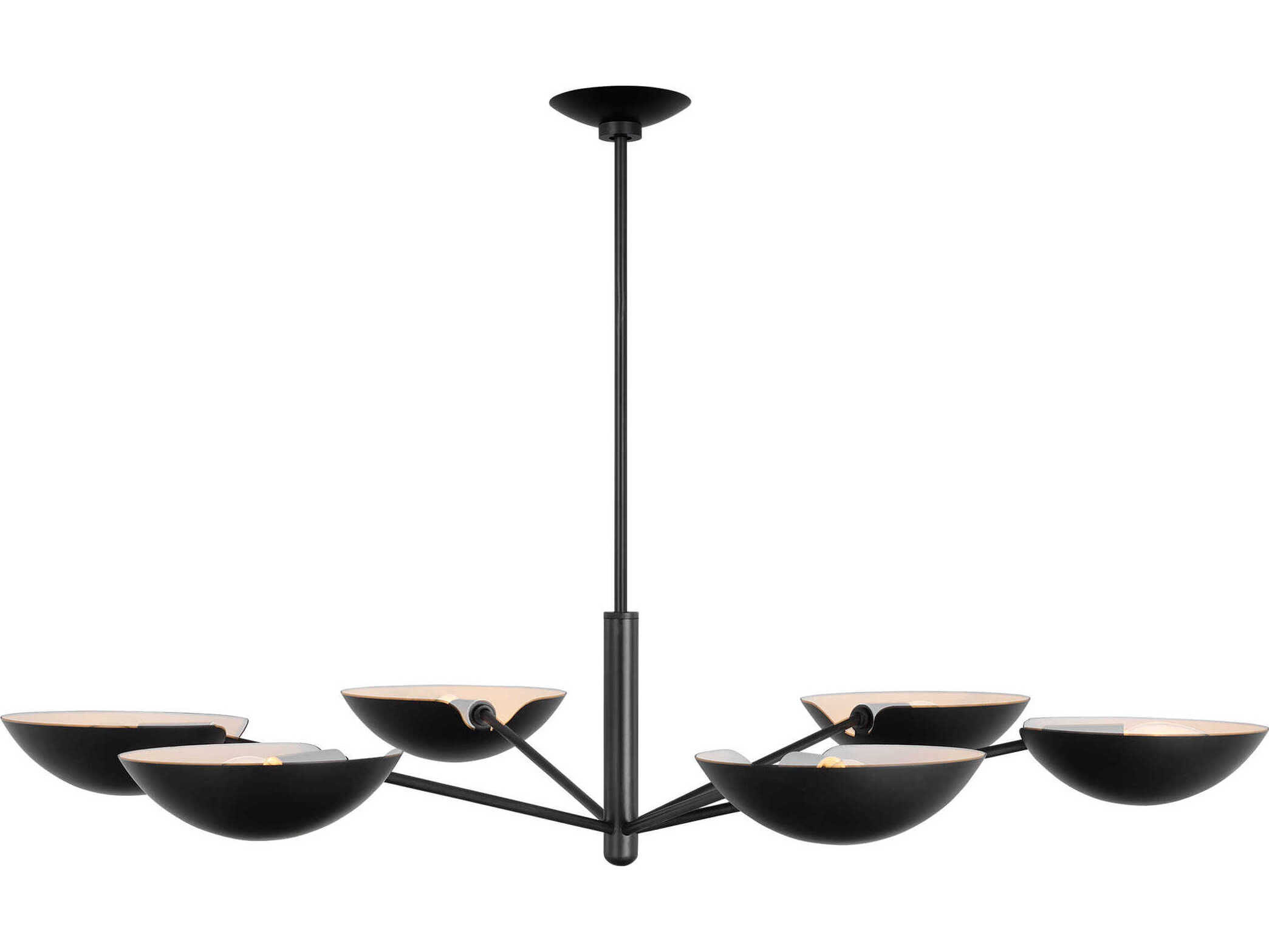 Visual Comfort Studio Nevel 6-Light Aged Iron Black Bowl Chandelier