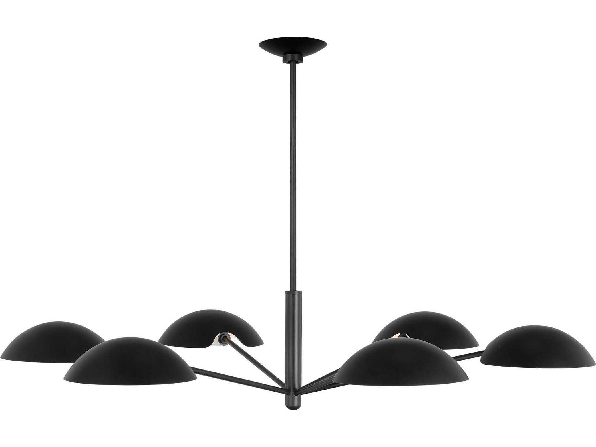 Visual Comfort Studio Nevel 6-Light Aged Iron Black Bowl Chandelier