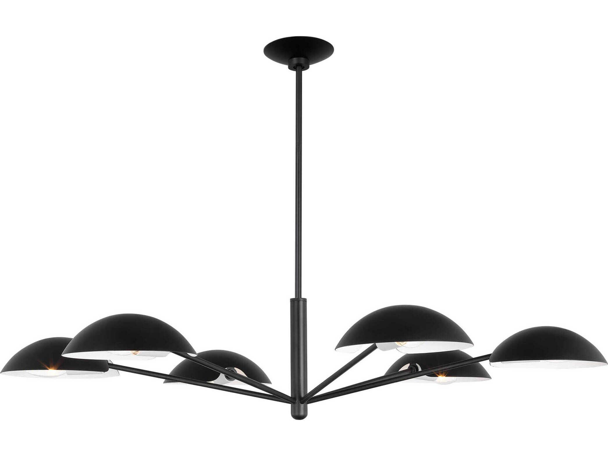 Visual Comfort Studio Nevel 6-Light Aged Iron Black Bowl Chandelier