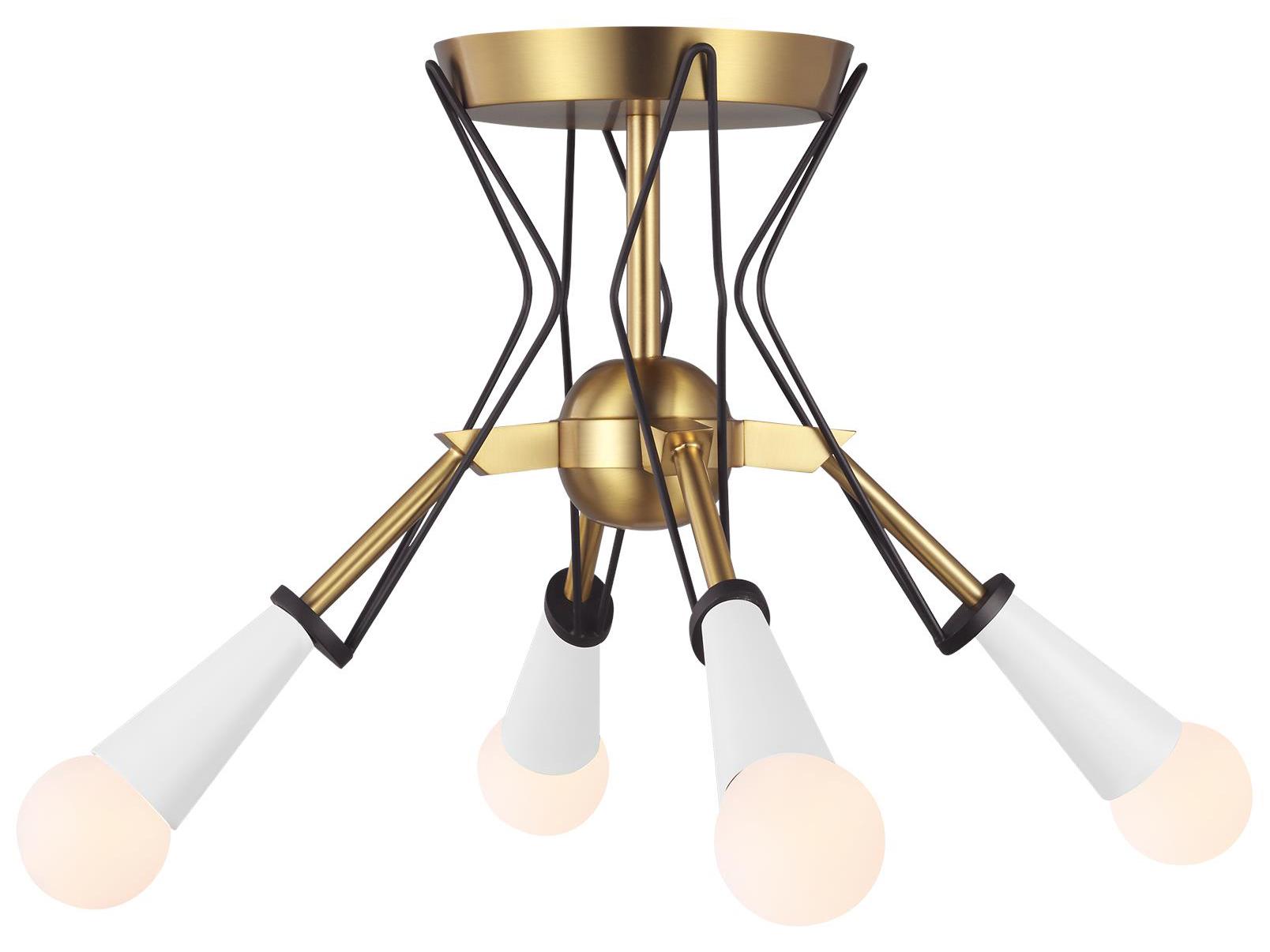 Visual Comfort Studio Piro 4-Light Burnished Brass Semi Flush Mount