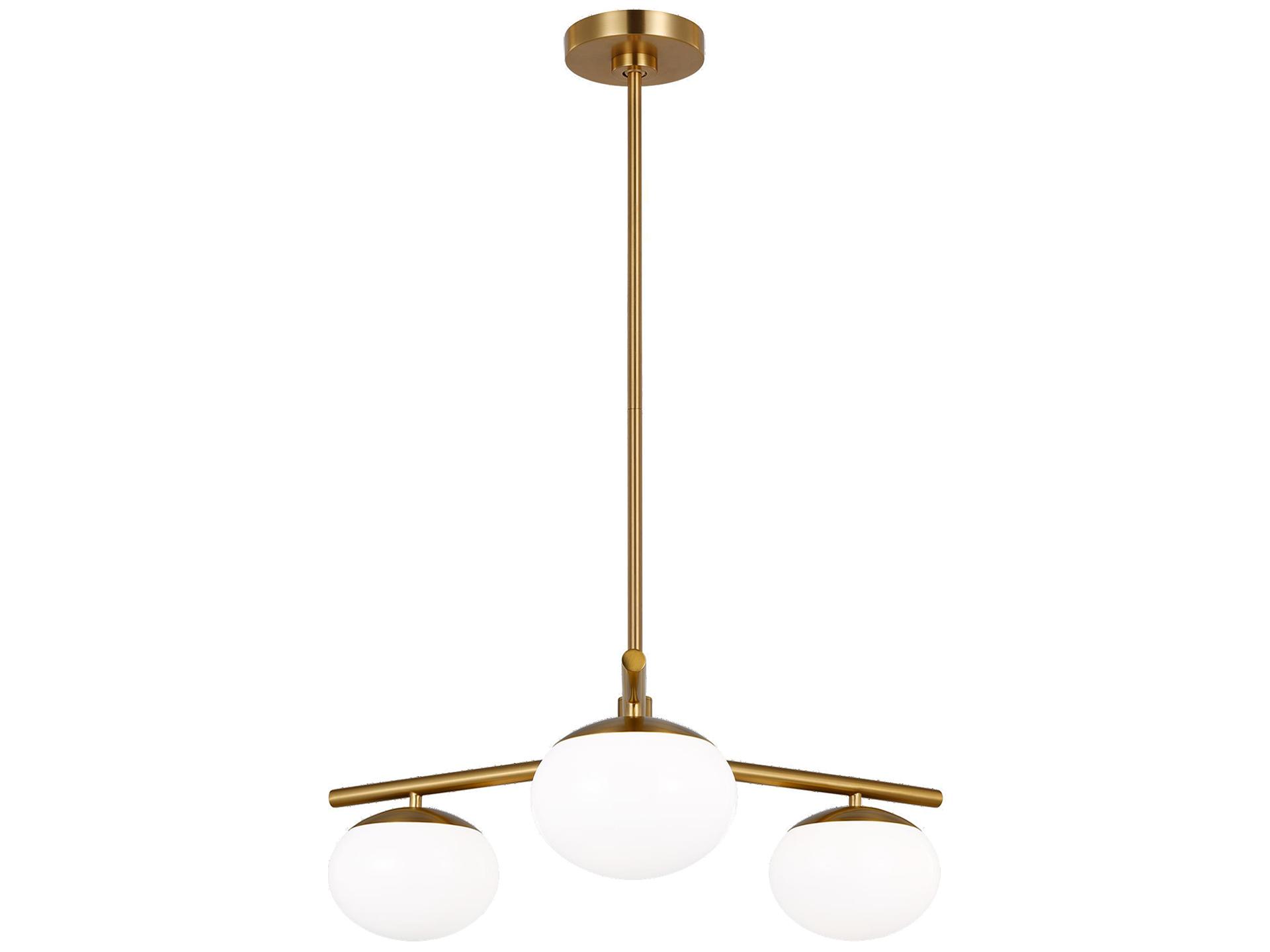Visual Comfort Studio Lune 3-Light Burnished Brass Globe Chandelier