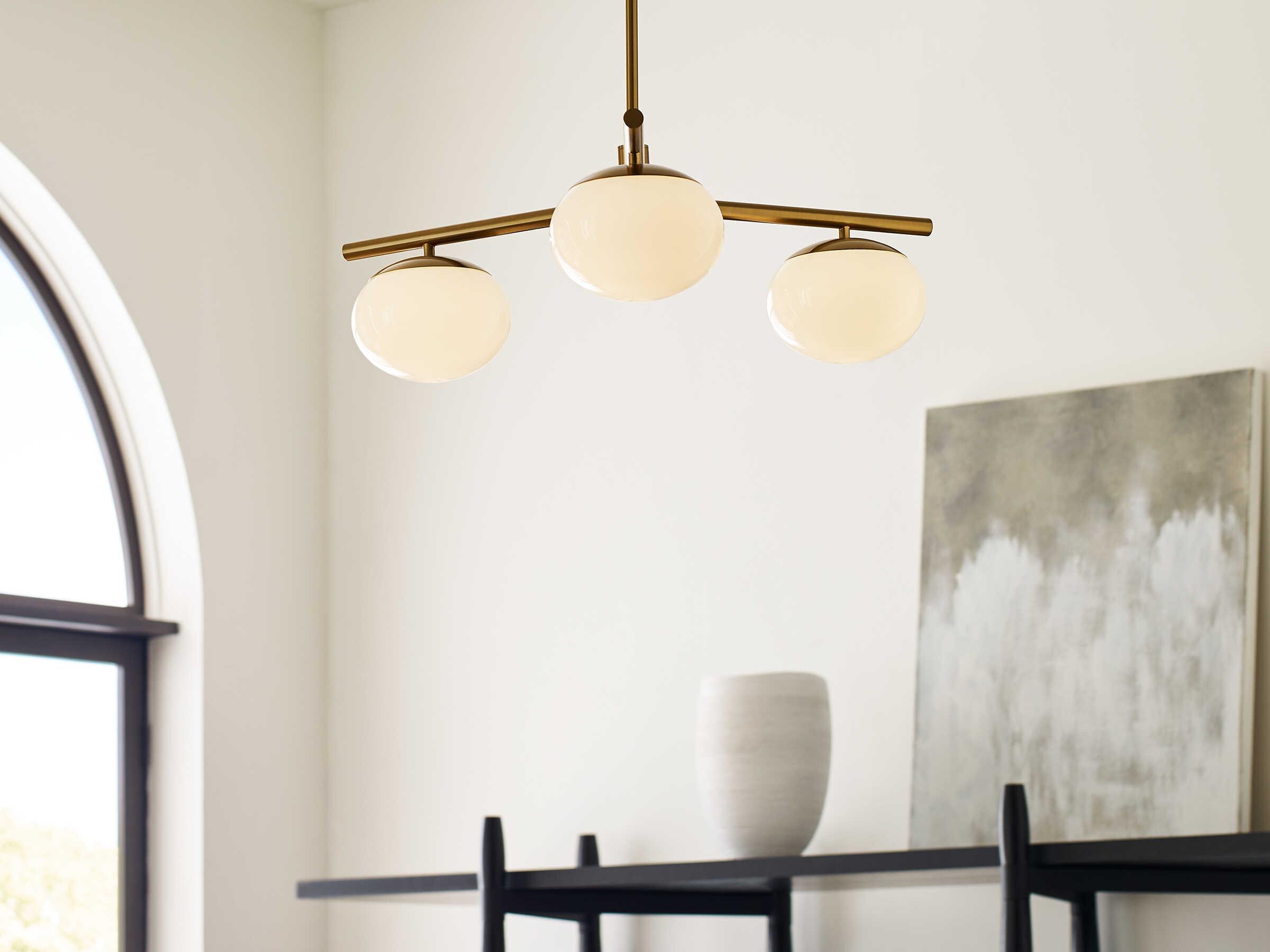 Visual Comfort Studio Lune 3-Light Burnished Brass Globe Chandelier