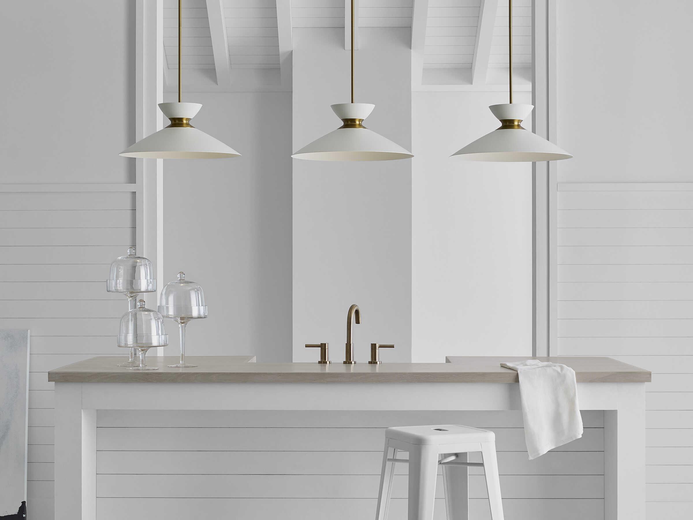 Visual Comfort Studio Heath 1-Light Matte White Burnished Brass Pendant