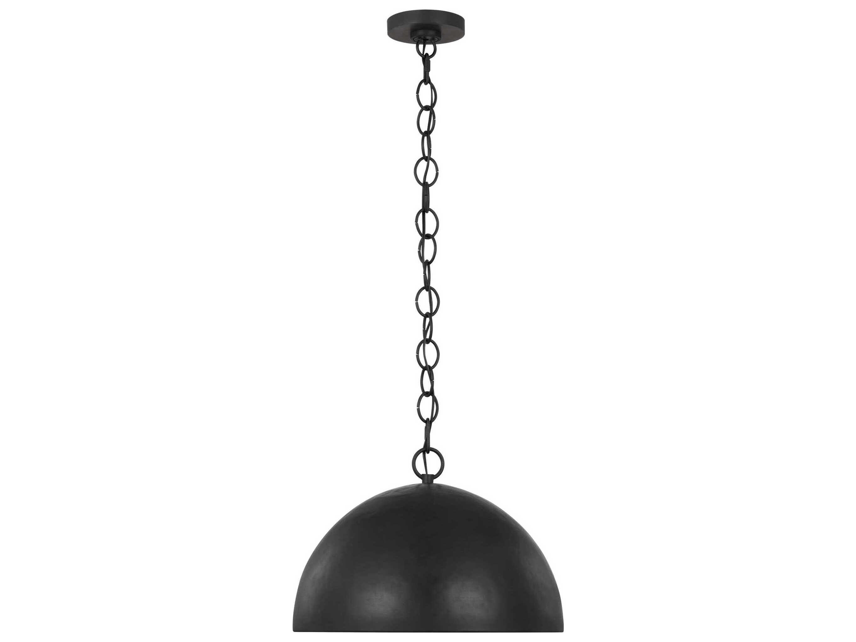 Visual Comfort Studio Whare 1-Light Aged Iron Black Dome Pendant