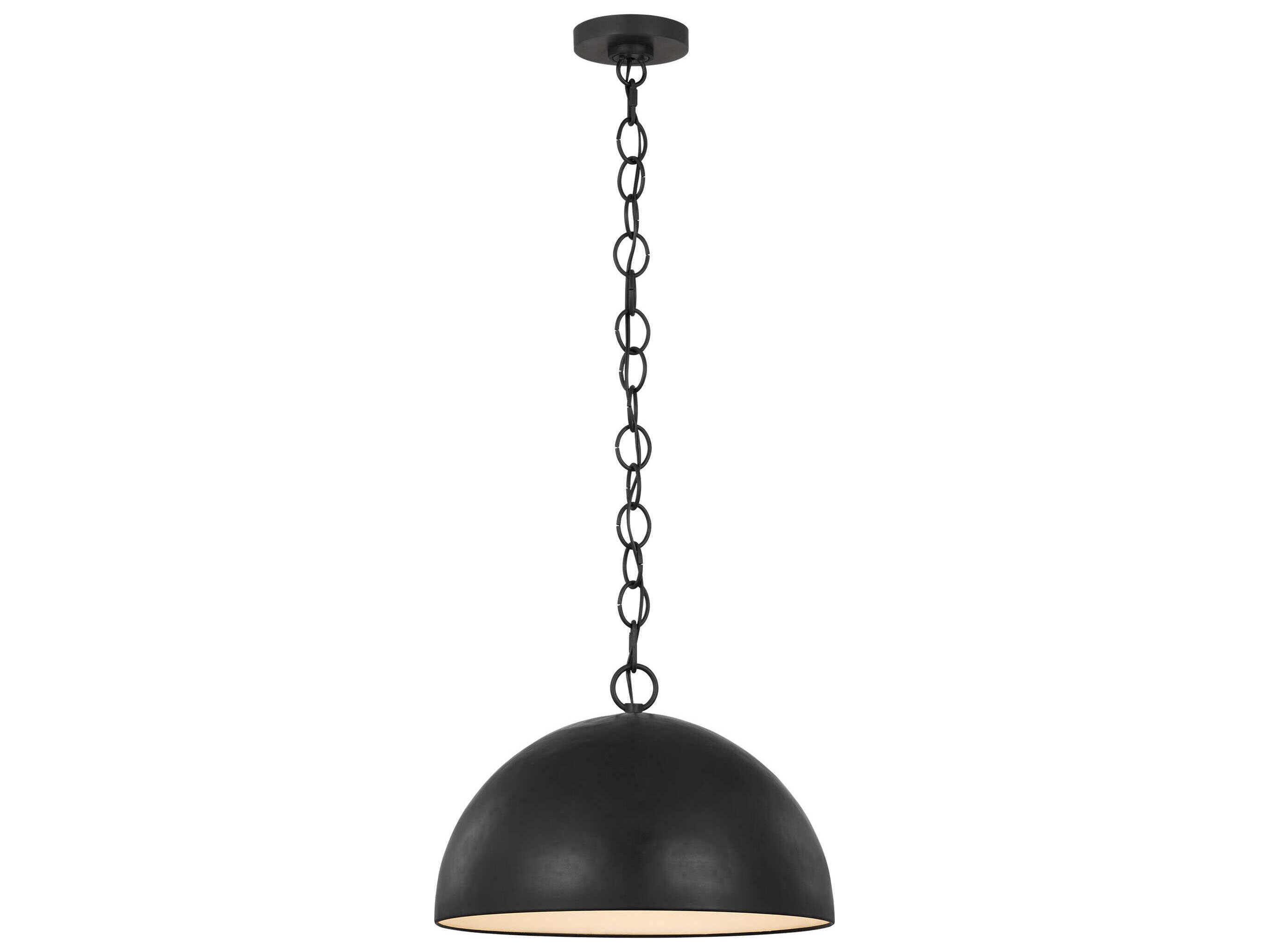 Visual Comfort Studio Whare 1-Light Aged Iron Black Dome Pendant