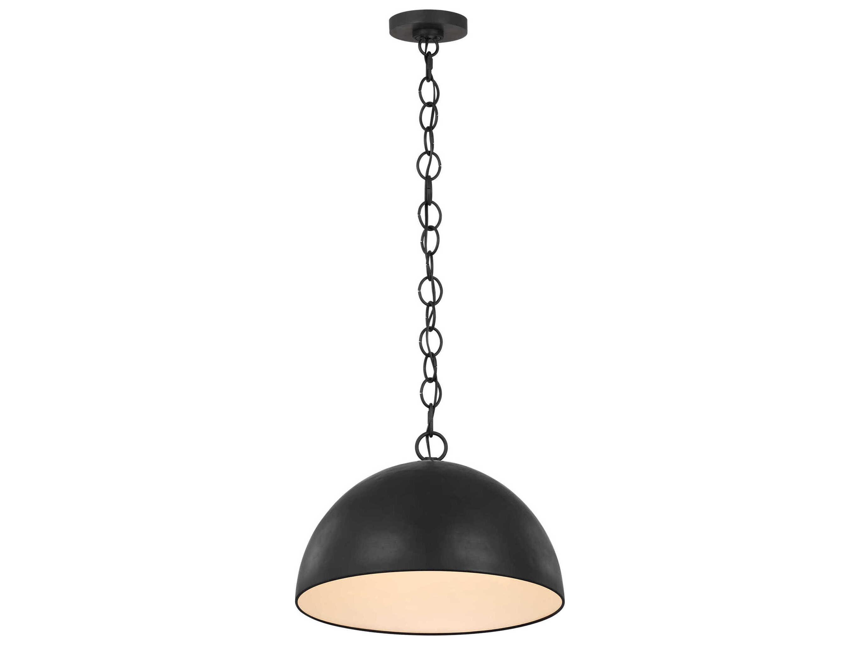 Visual Comfort Studio Whare 1-Light Aged Iron Black Dome Pendant