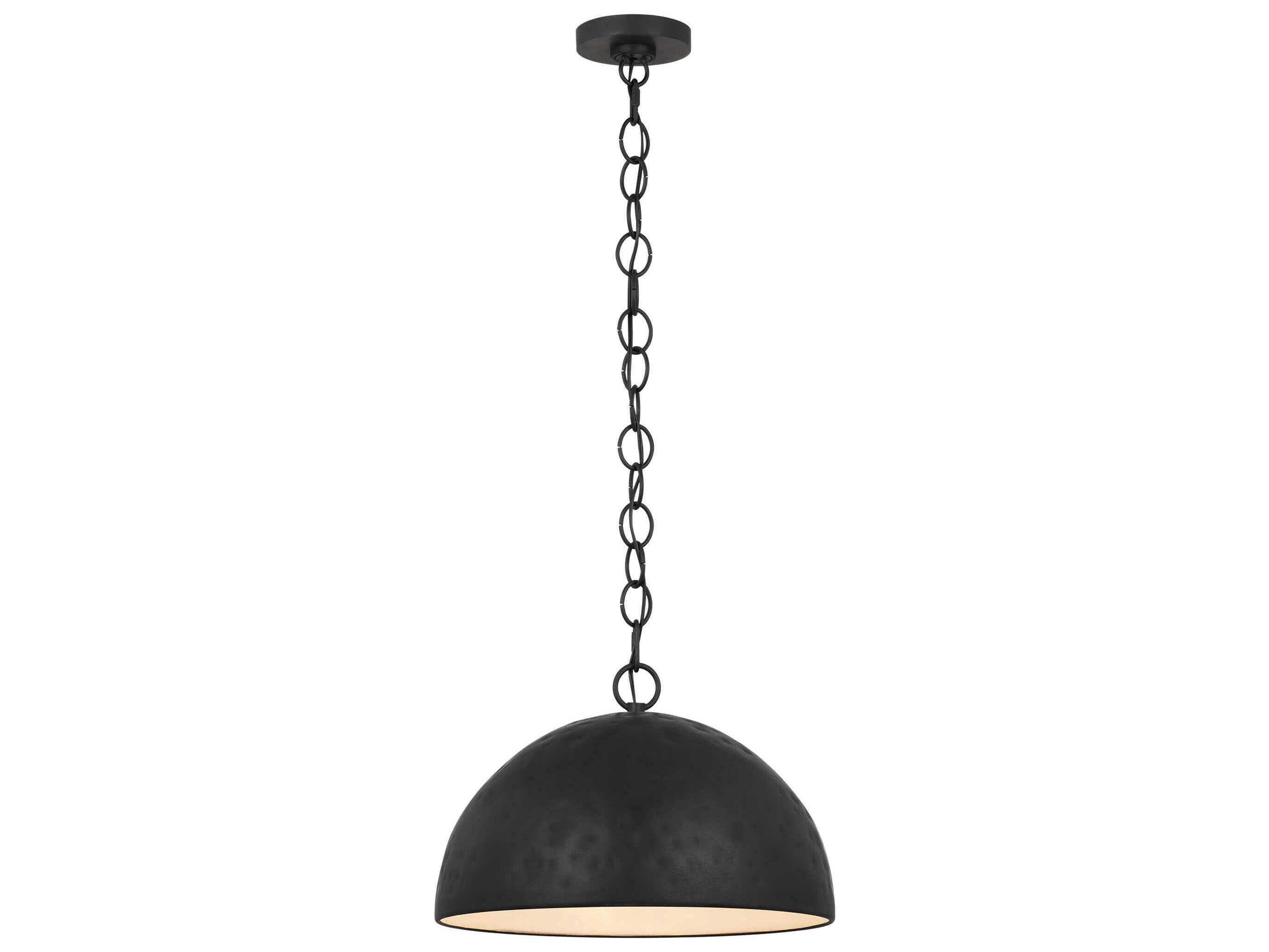 Visual Comfort Studio Whare 1-Light Aged Iron Black Dome Pendant