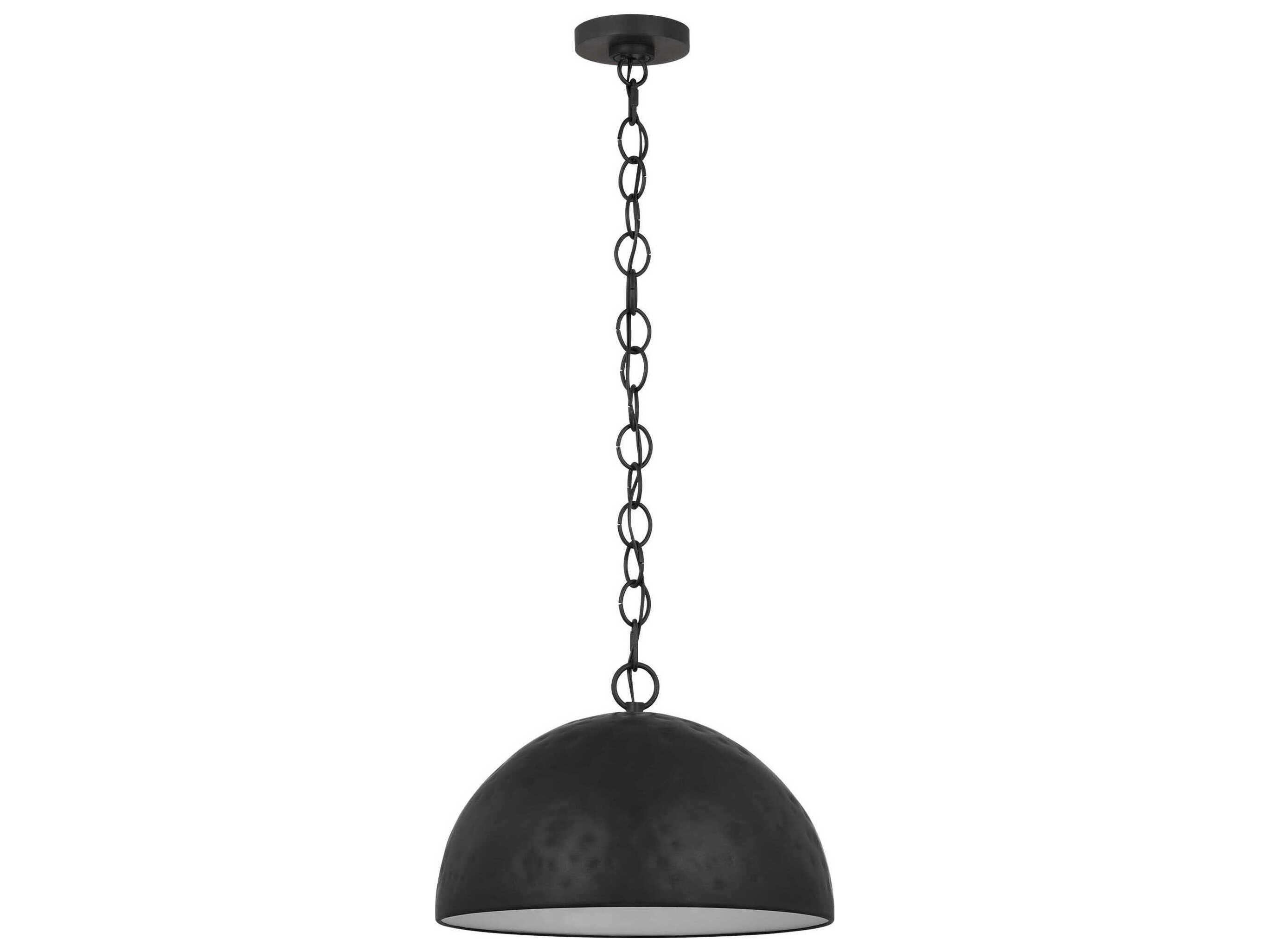 Visual Comfort Studio Whare 1-Light Aged Iron Black Dome Pendant