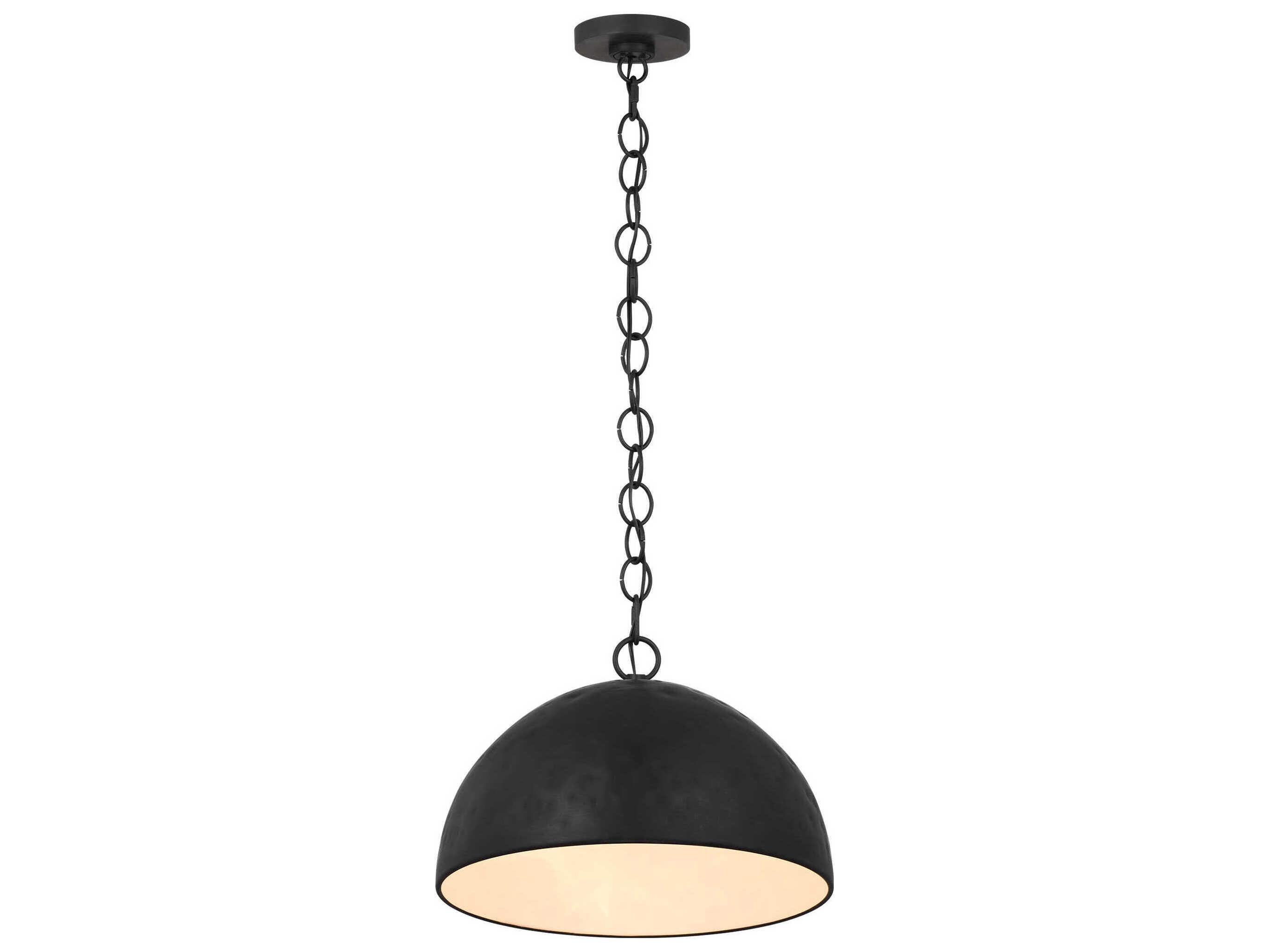 Visual Comfort Studio Whare 1-Light Aged Iron Black Dome Pendant