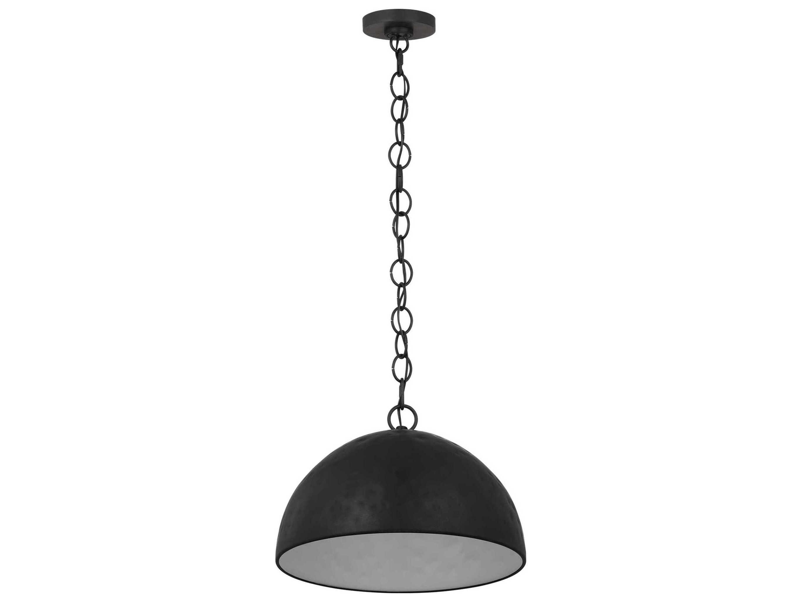 Visual Comfort Studio Whare 1-Light Aged Iron Black Dome Pendant
