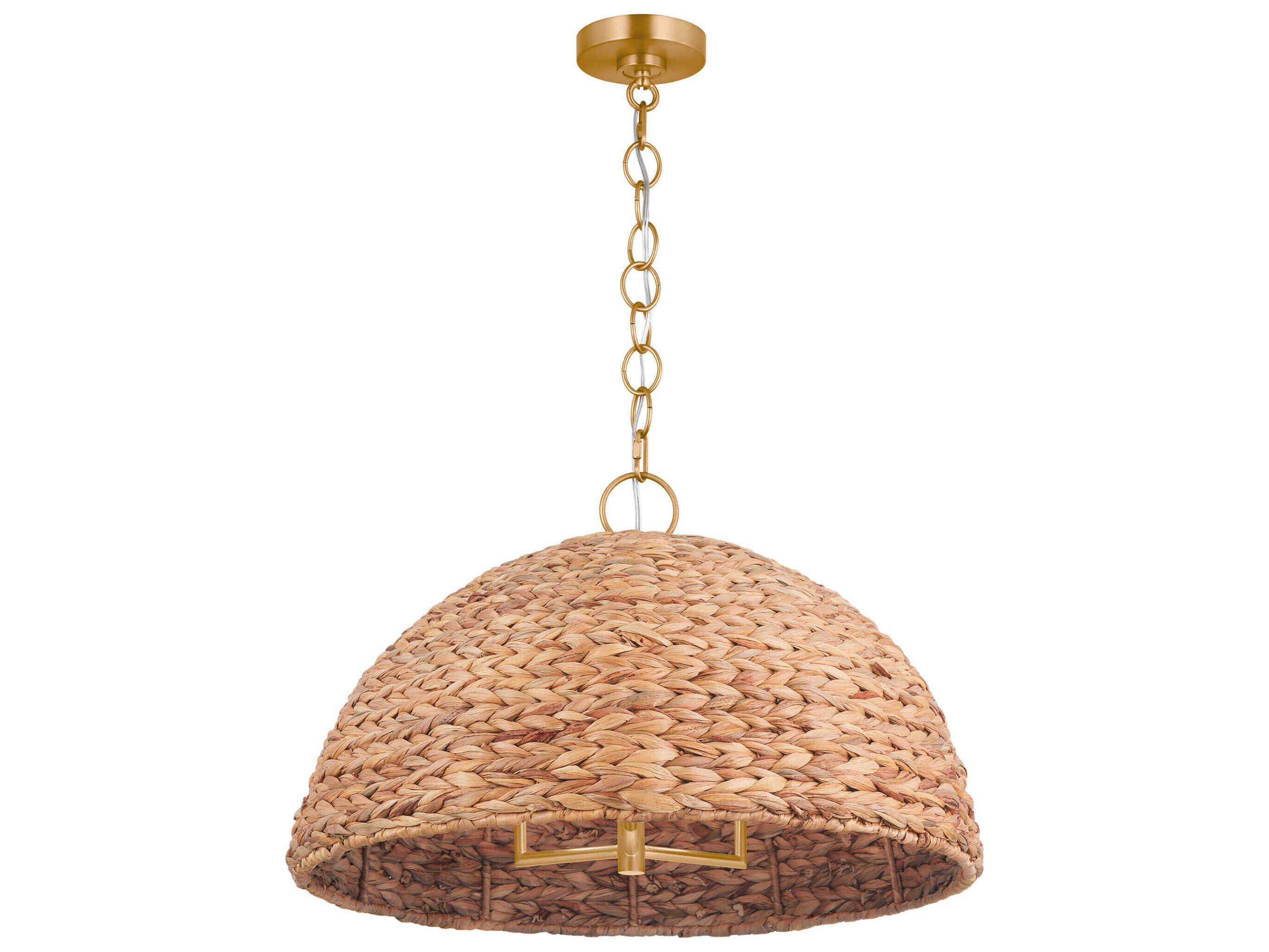 Visual Comfort Studio Cay 3-Light Burnished Brass Dome Pendant