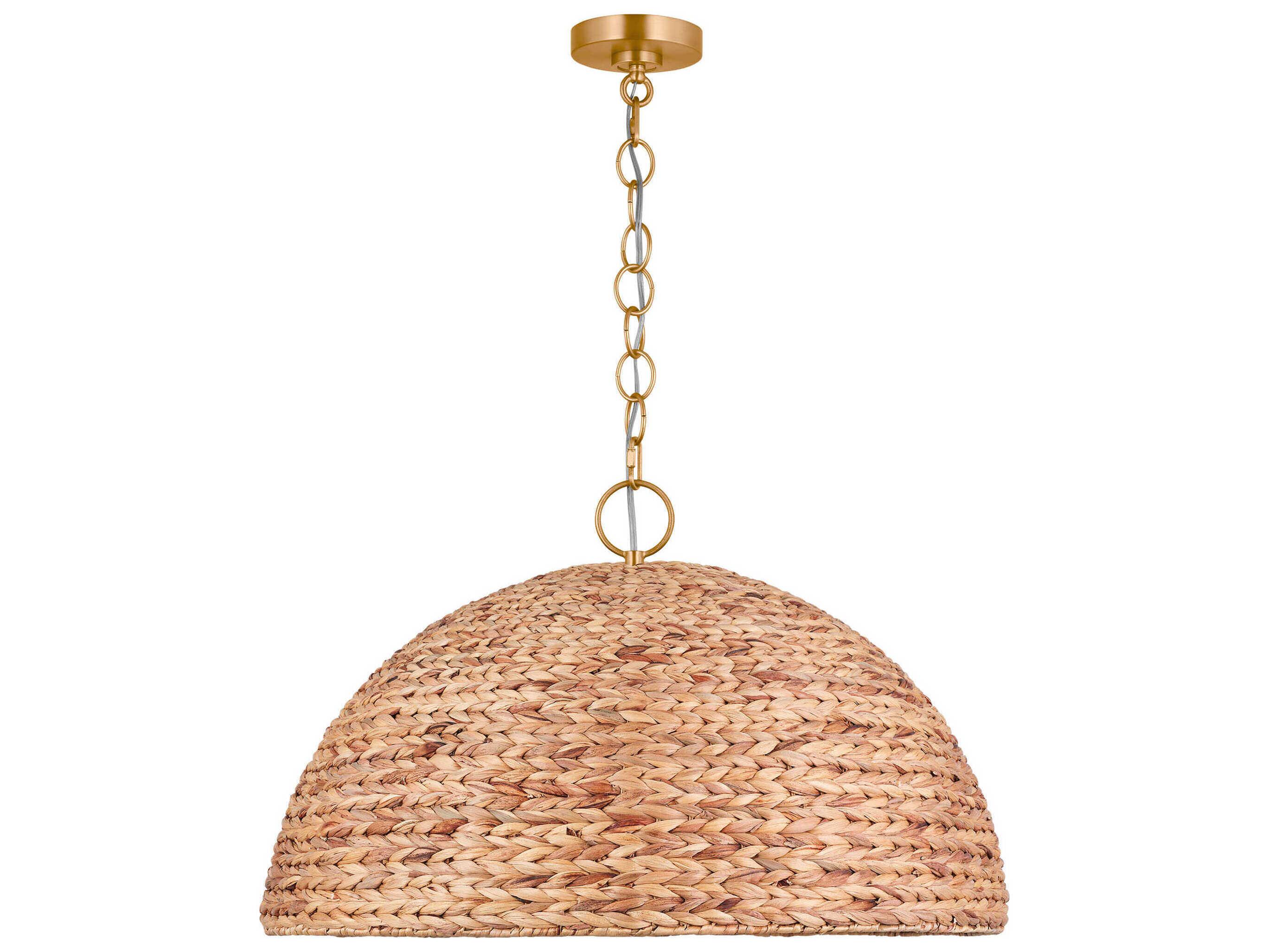 Visual Comfort Studio Cay 3-Light Burnished Brass Dome Pendant
