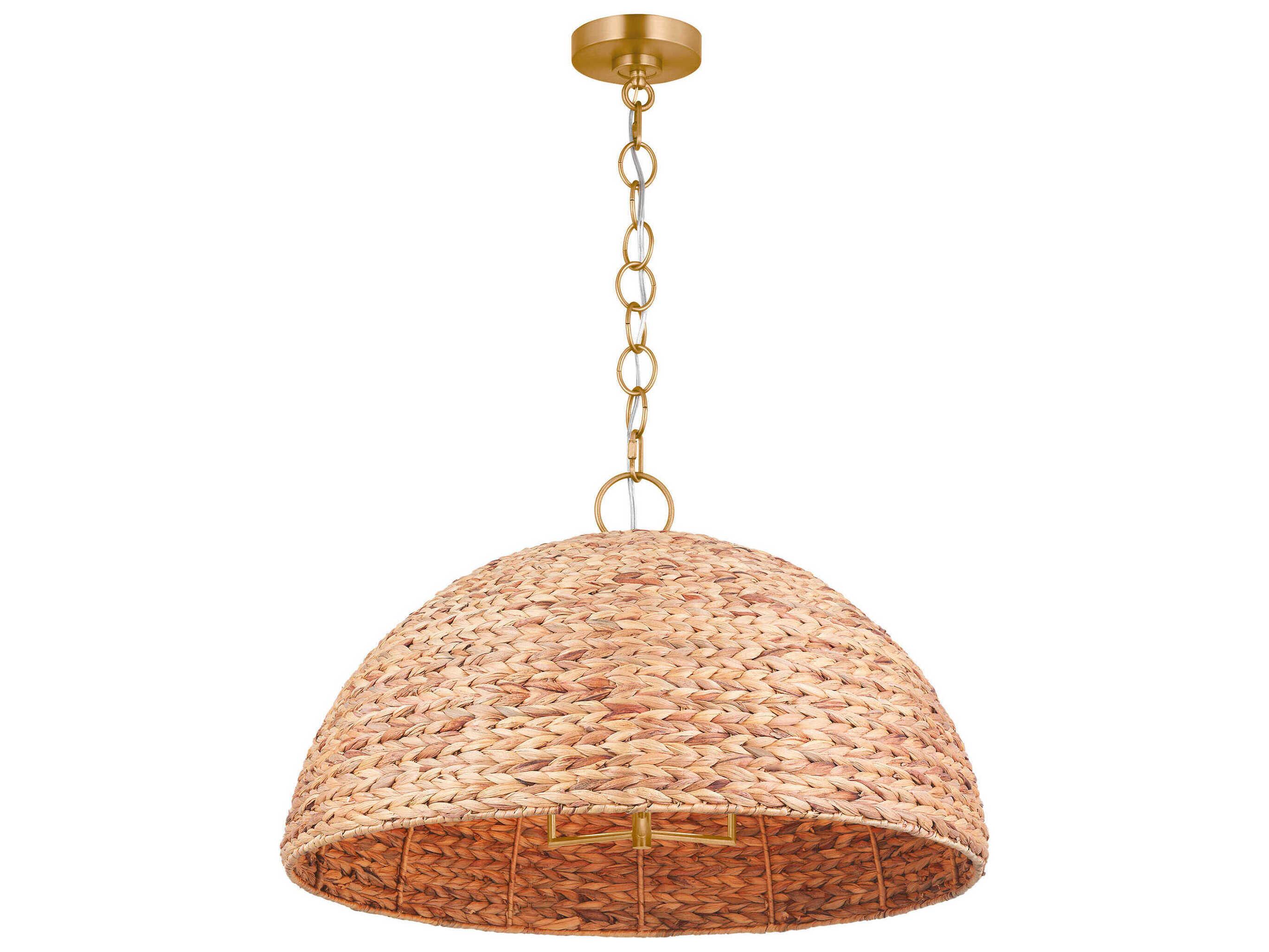 Visual Comfort Studio Cay 3-Light Burnished Brass Dome Pendant