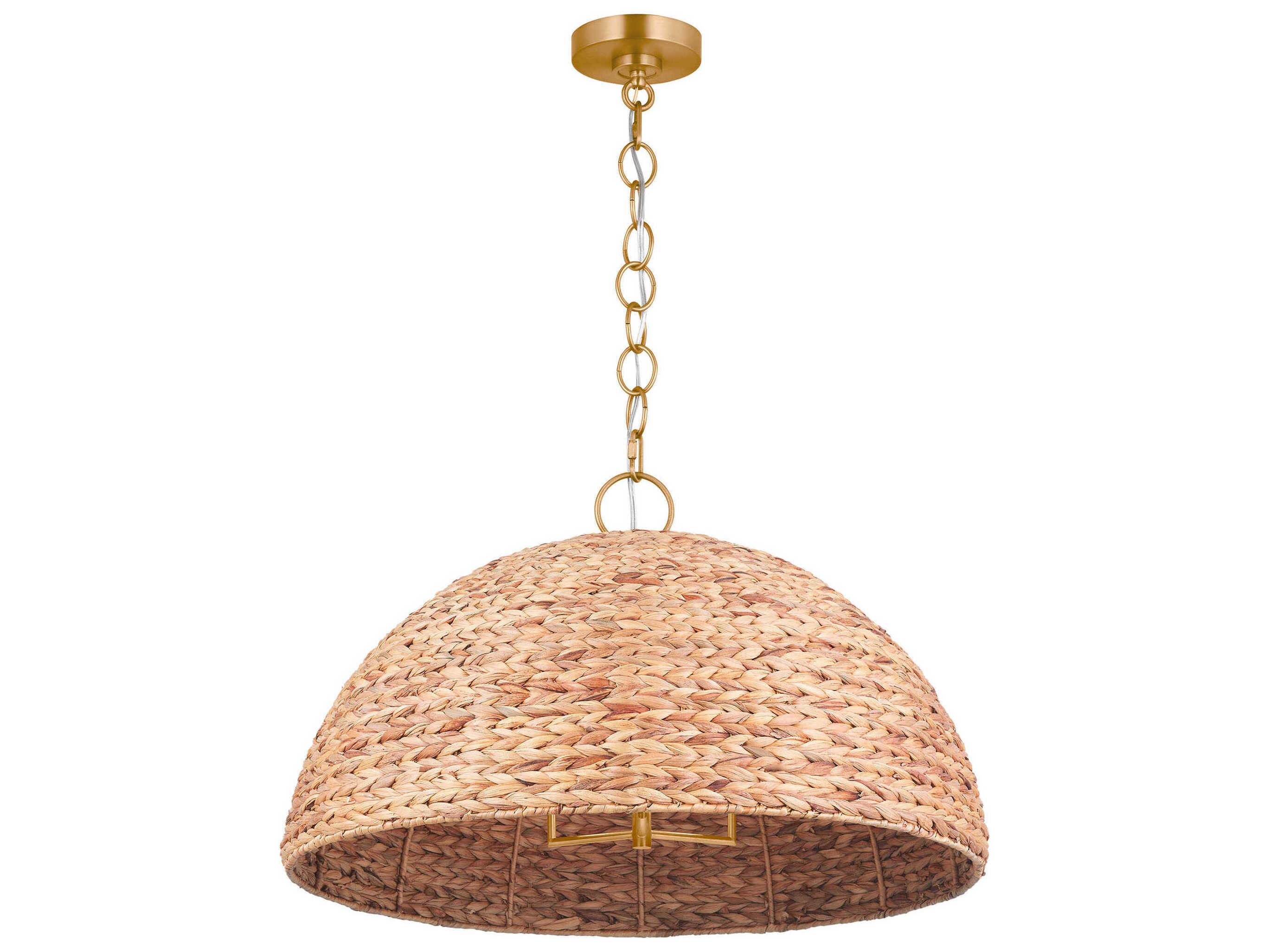 Visual Comfort Studio Cay 3-Light Burnished Brass Dome Pendant