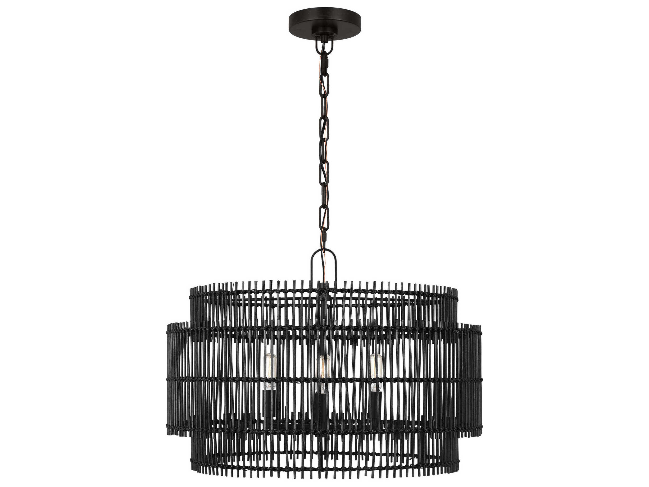 Visual Comfort Studio Elio 4-Light Aged Iron Black Drum Chandelier