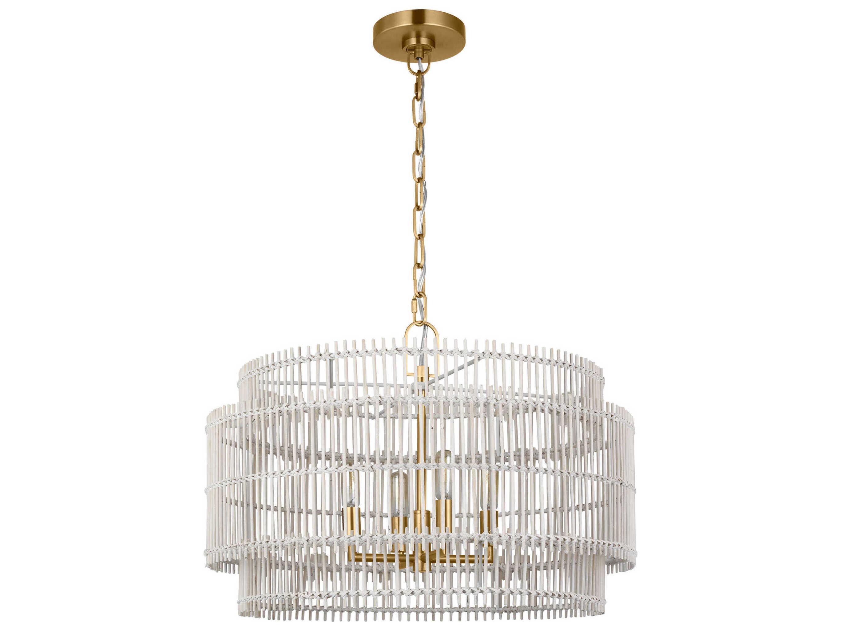 Visual Comfort Studio Elio 4-Light Burnished Brass Drum Chandelier