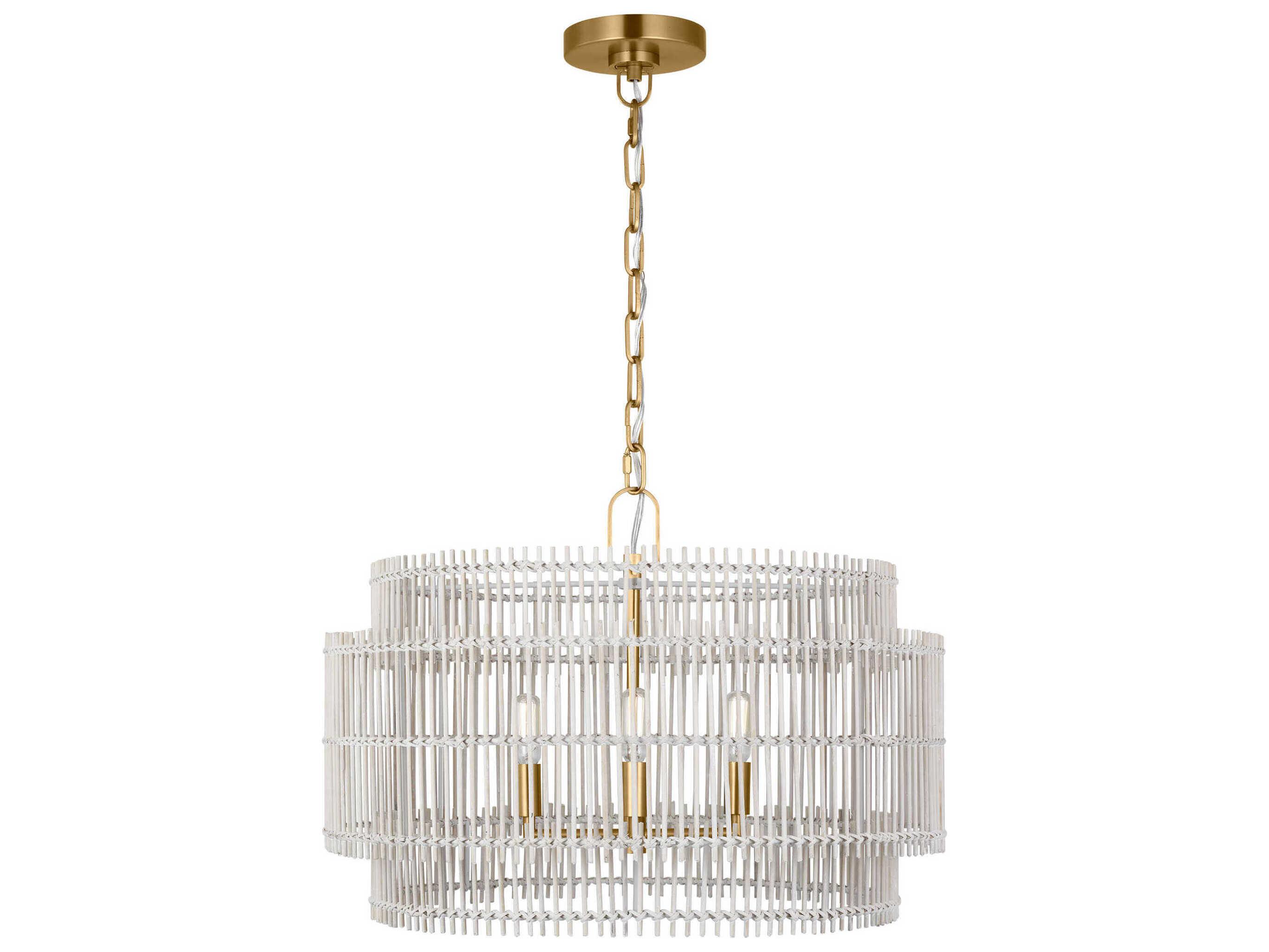 Visual Comfort Studio Elio 4-Light Burnished Brass Drum Chandelier