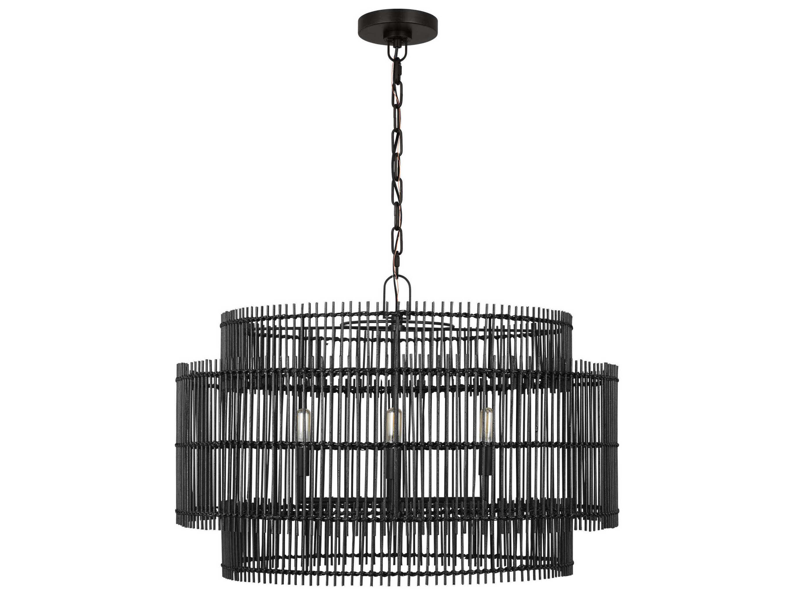 Visual Comfort Studio Elio 4-Light Aged Iron Black Drum Chandelier