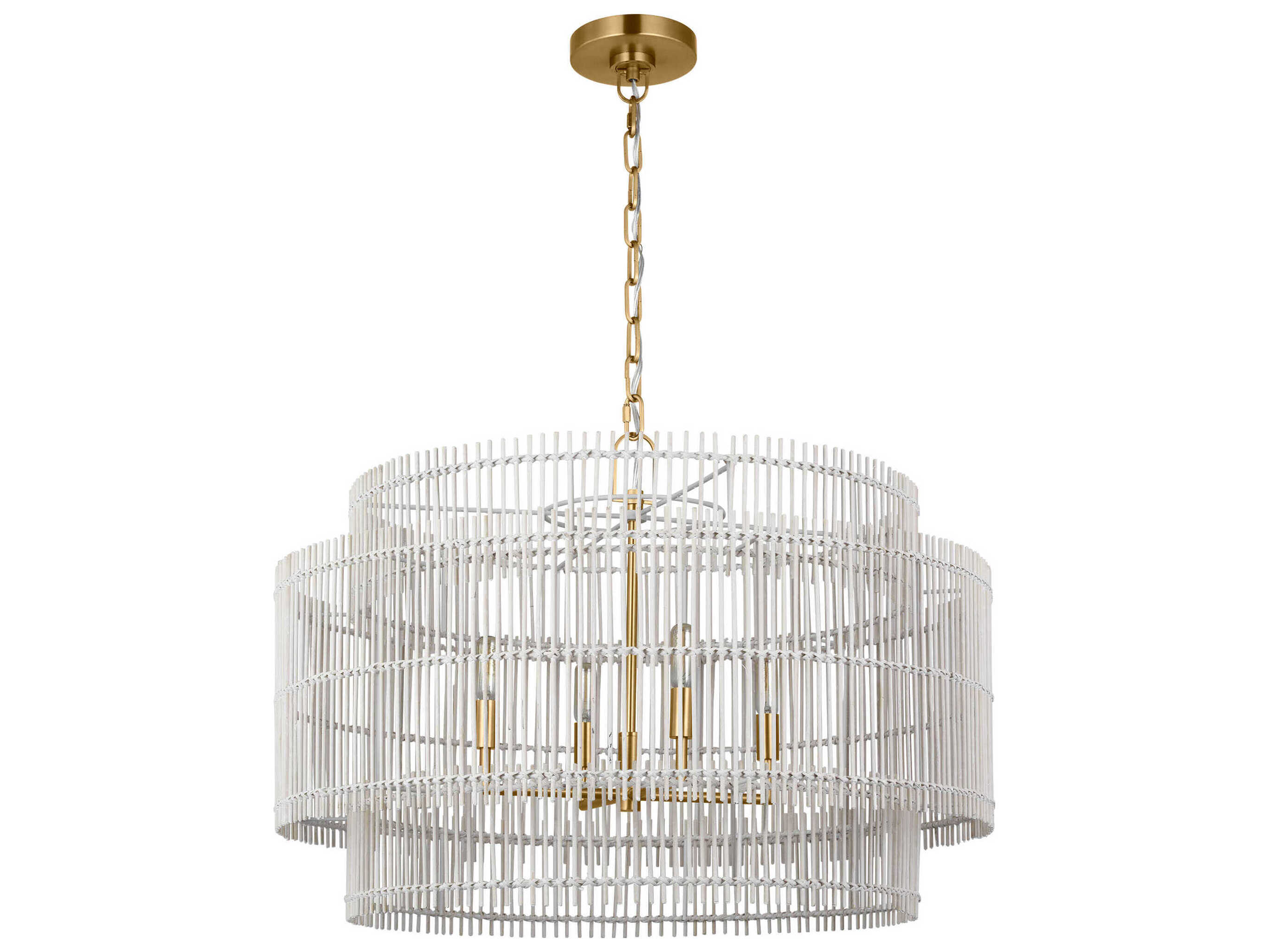 Visual Comfort Studio Elio 4-Light Burnished Brass Drum Chandelier