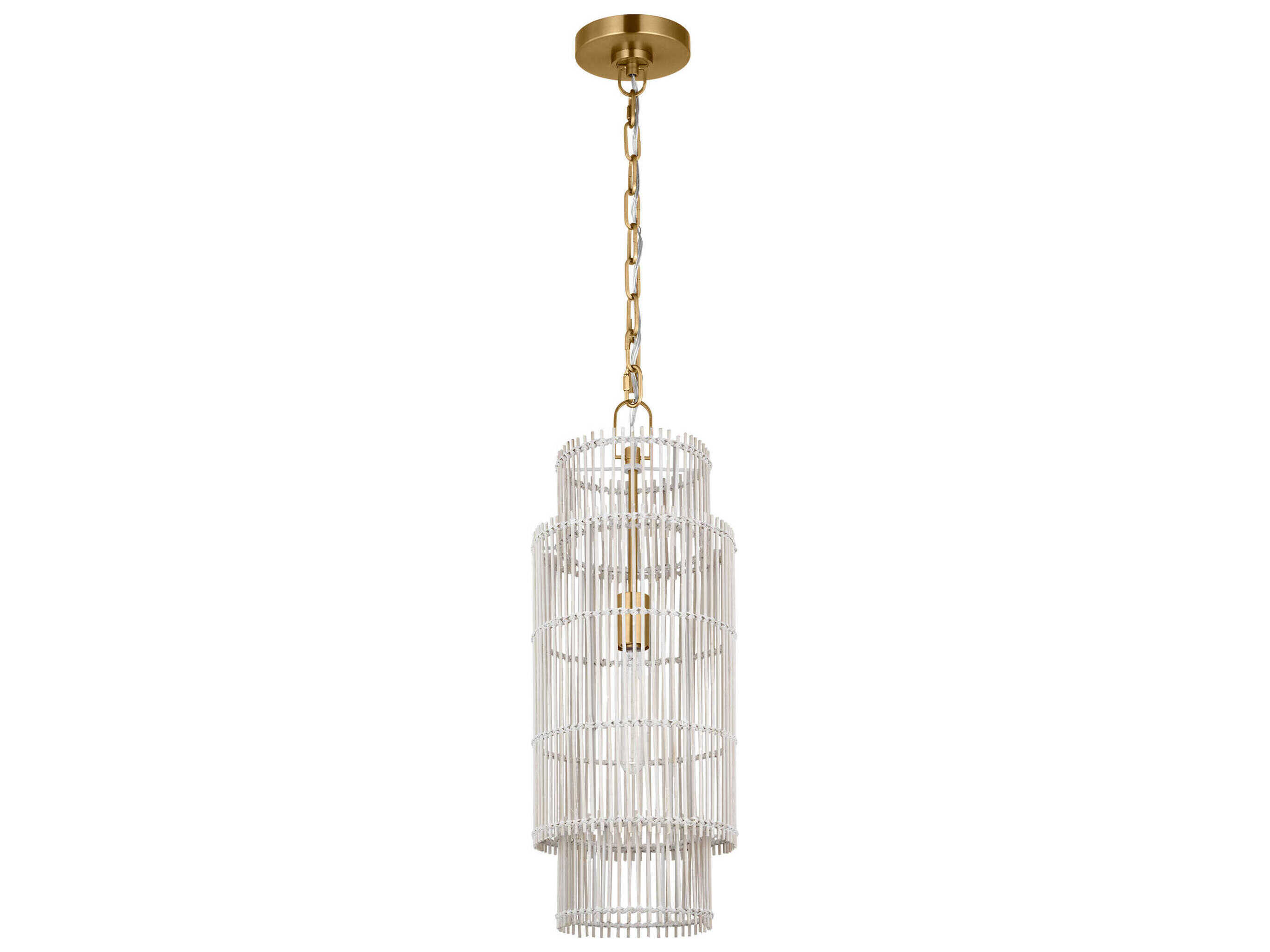 Visual Comfort Studio Elio 1-Light Burnished Brass Cylinder Mini Pendant