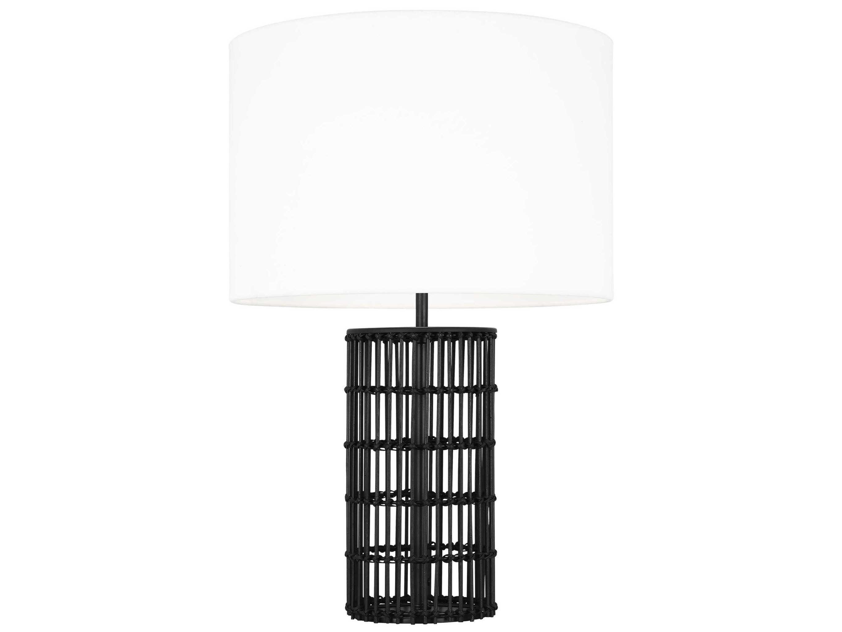 Visual Comfort Studio Elio Aged Iron White Linen Fabric Black Buffet Lamp