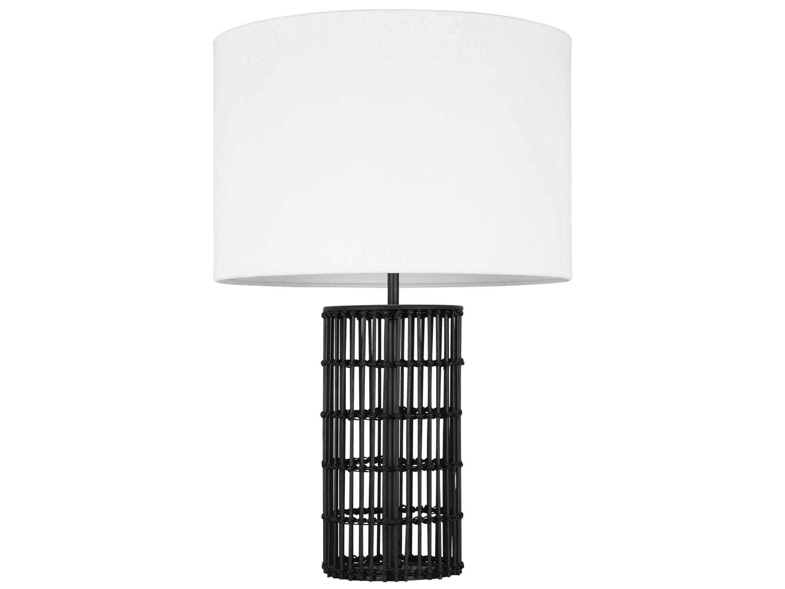 Visual Comfort Studio Elio Aged Iron White Linen Fabric Black Buffet Lamp