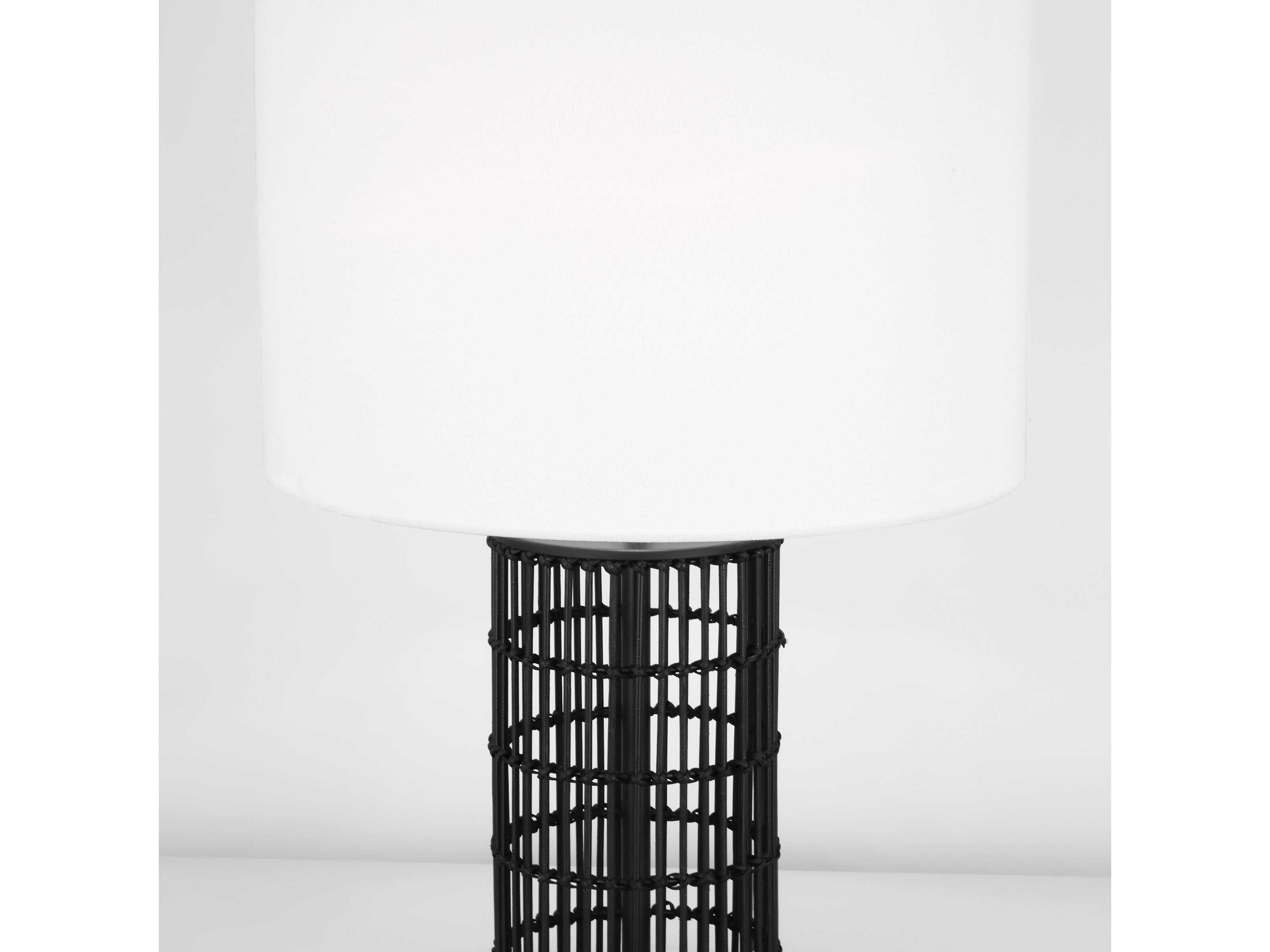 Visual Comfort Studio Elio Aged Iron White Linen Fabric Black Buffet Lamp