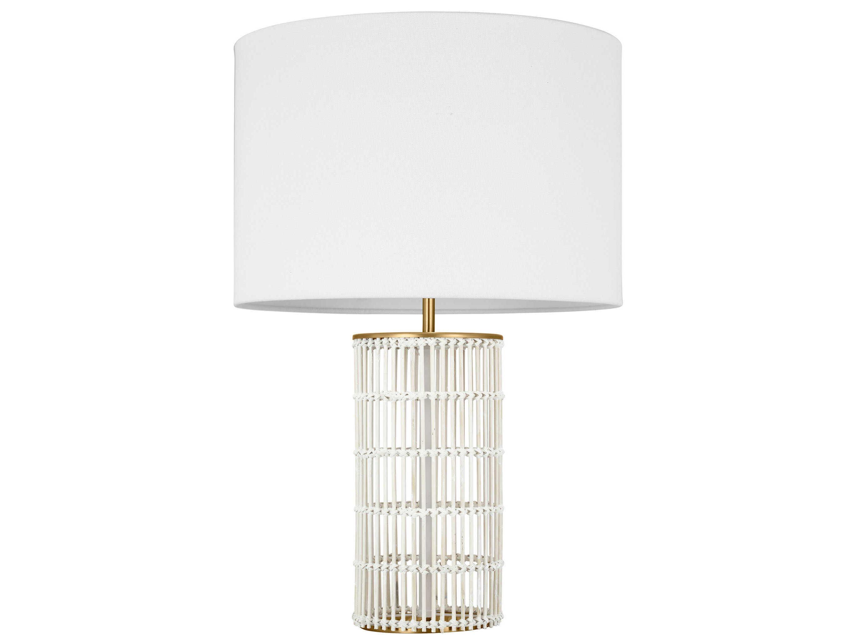 Visual Comfort Studio Elio Burnished Brass White Linen Fabric Buffet Lamp
