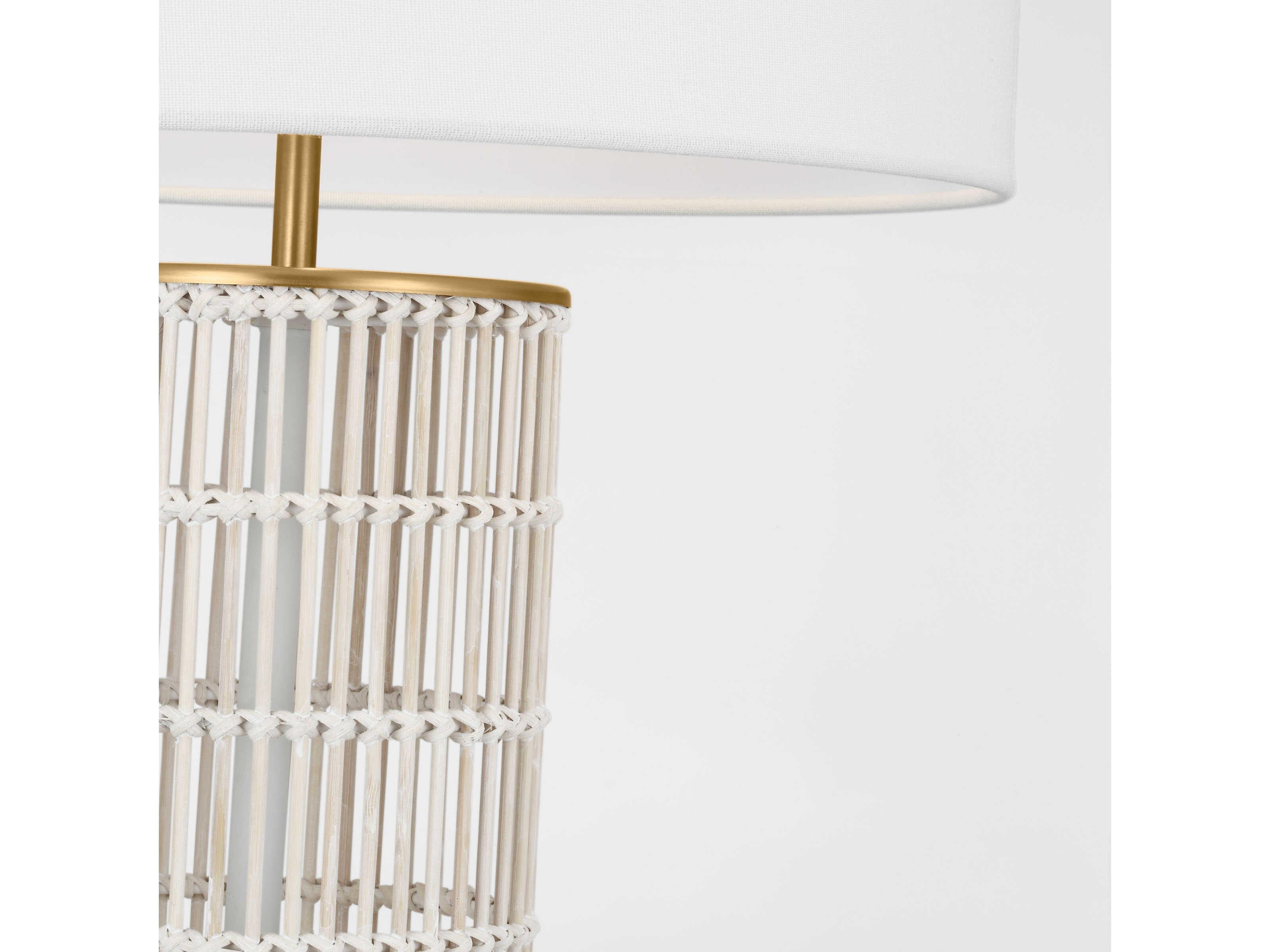 Visual Comfort Studio Elio Burnished Brass White Linen Fabric Buffet Lamp