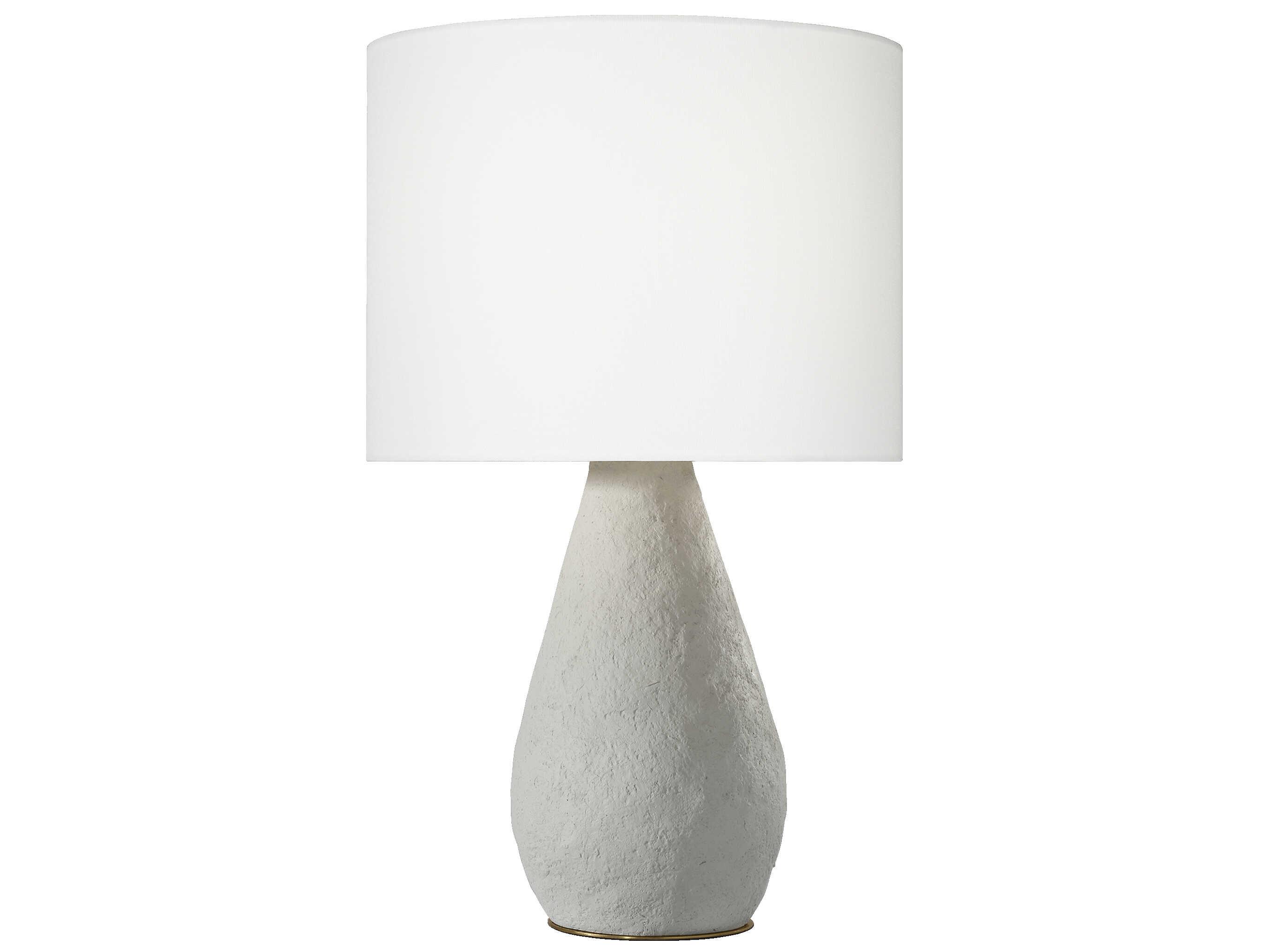 Visual Comfort Studio Breccia Cream Wash White Linen Fabric Gray Buffet Lamp