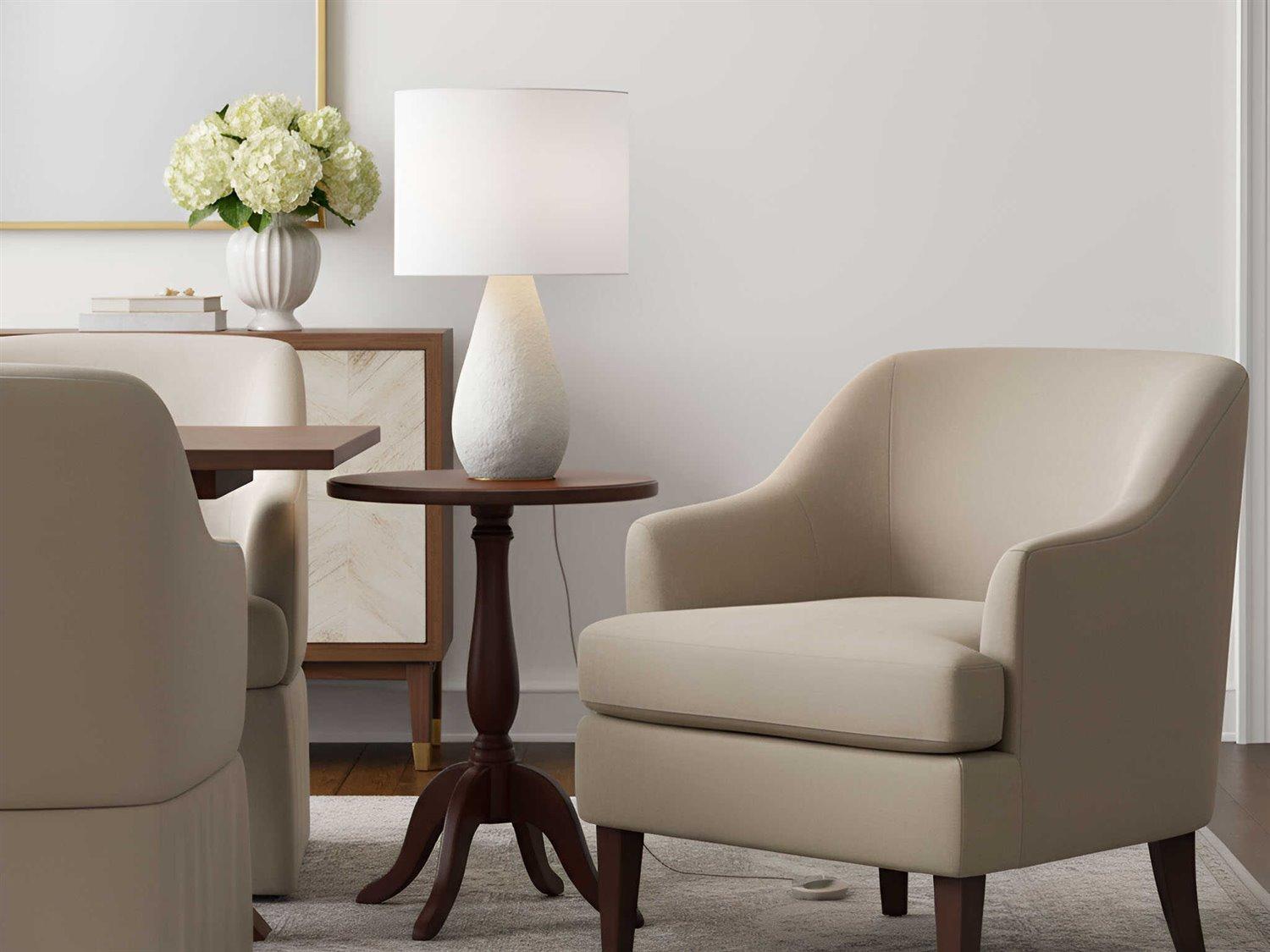 Visual Comfort Studio Breccia Cream Wash White Linen Fabric Gray Buffet Lamp