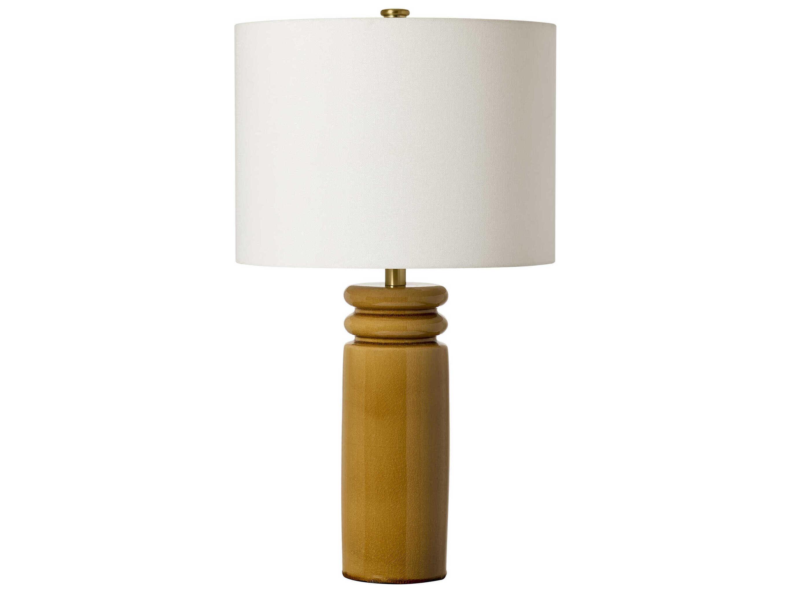 Visual Comfort Studio Feikudo Cracked Honey White Linen Fabric Brown Buffet Lamp