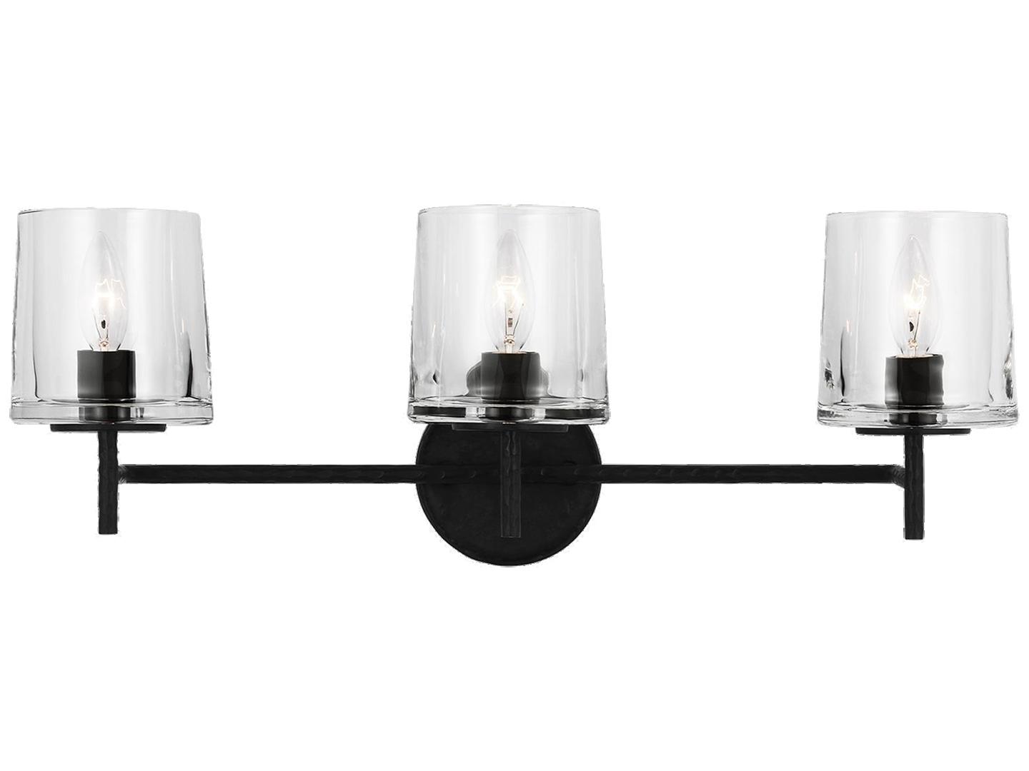 Visual Comfort Studio Marietta 3-Light Aged Iron Black Vanity Light