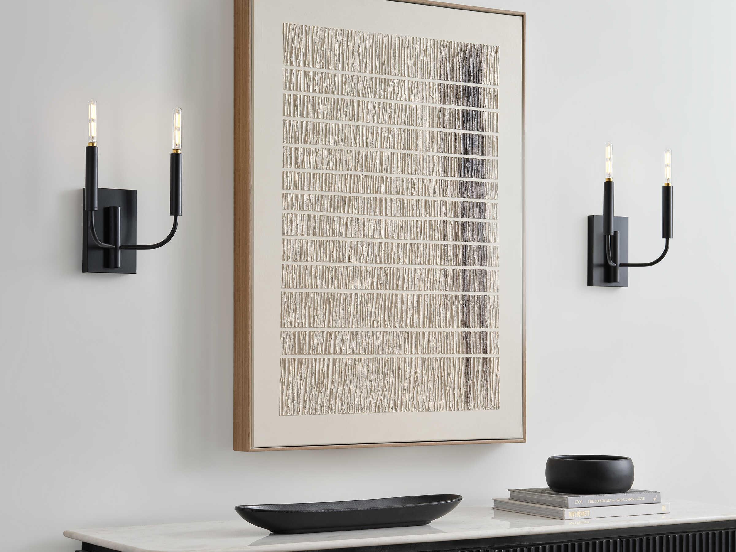 Visual Comfort Studio Brianna 2-Light Aged Iron Black Wall Sconce