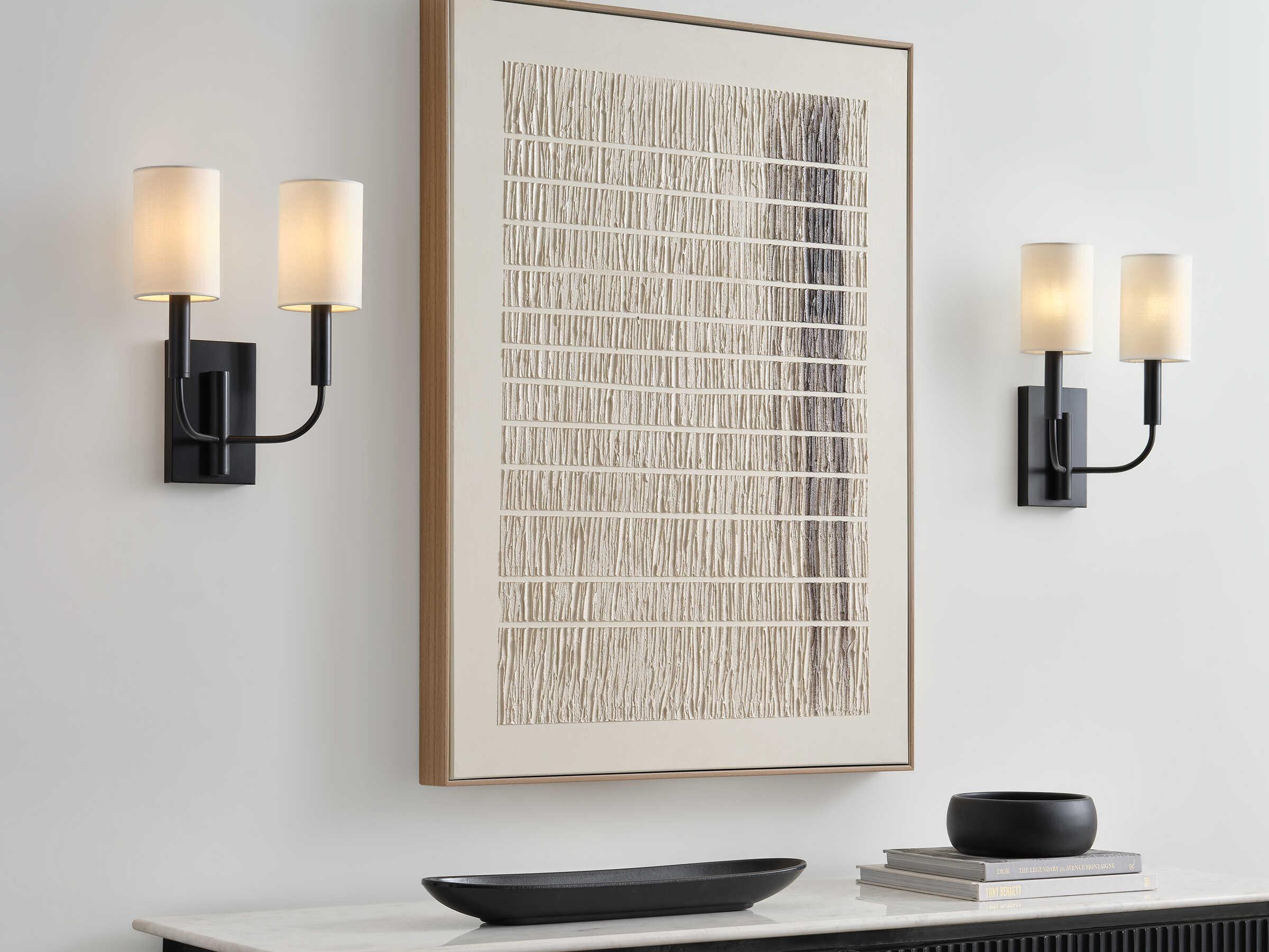 Visual Comfort Studio Brianna 2-Light Aged Iron Black Wall Sconce