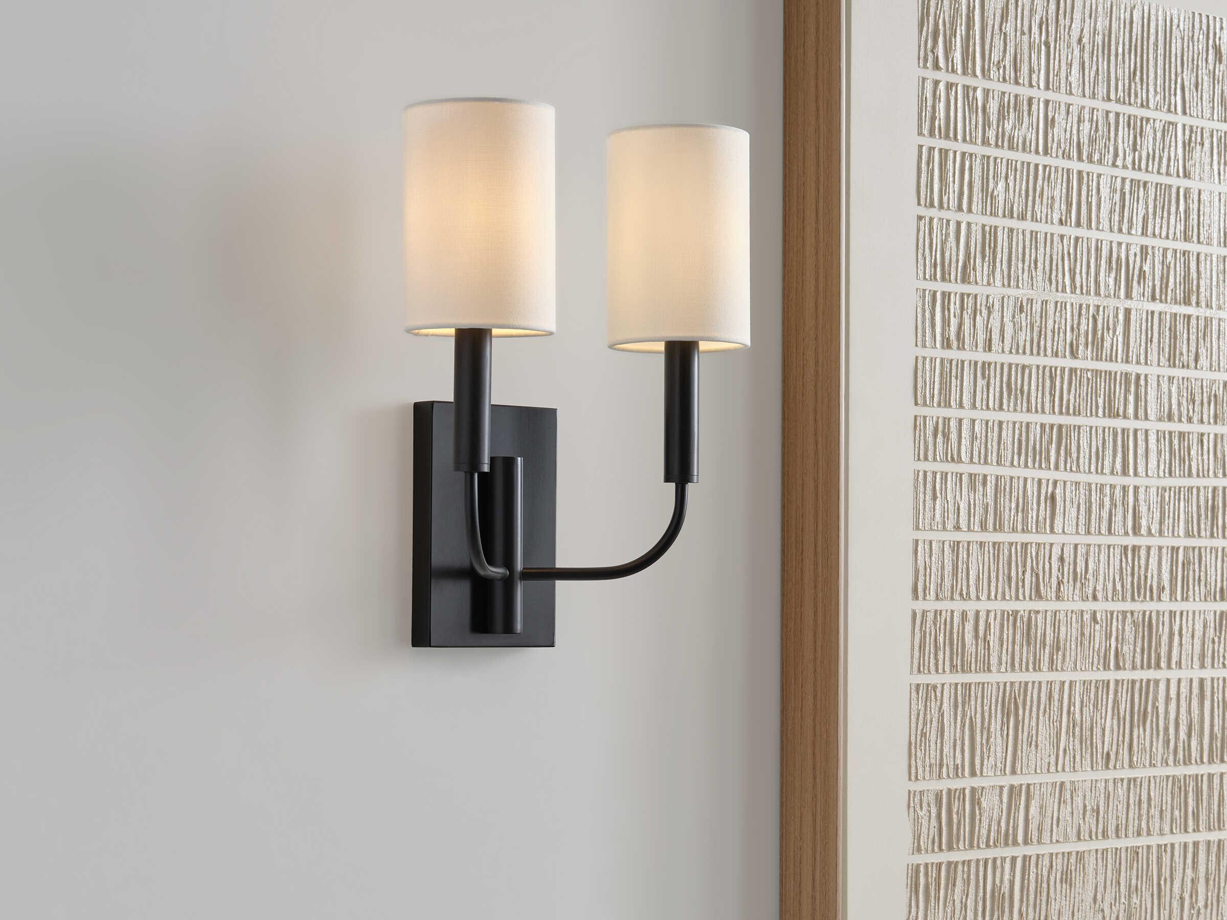 Visual Comfort Studio Brianna 2-Light Aged Iron Black Wall Sconce