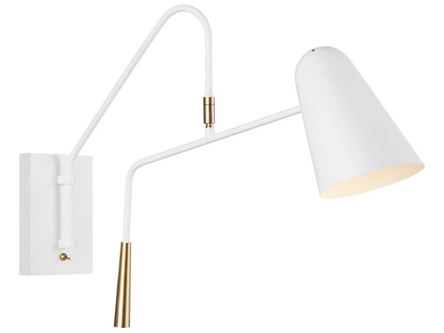 Visual Comfort Studio Simon 1-Light Matte White Swing Wall Sconce