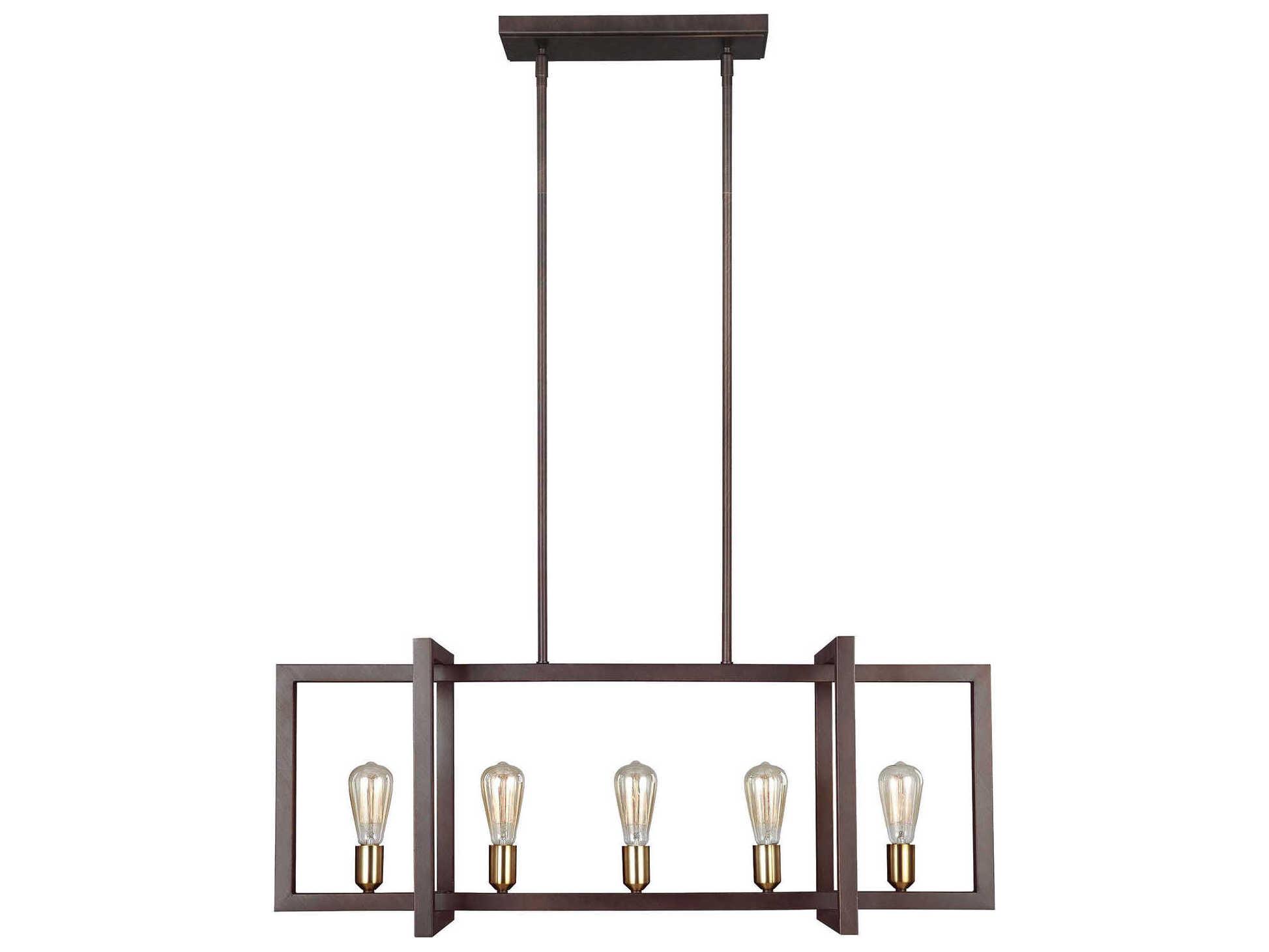 Visual Comfort Studio Finnegan 5-Light New World Bronze Geometric Linear Island Pendant