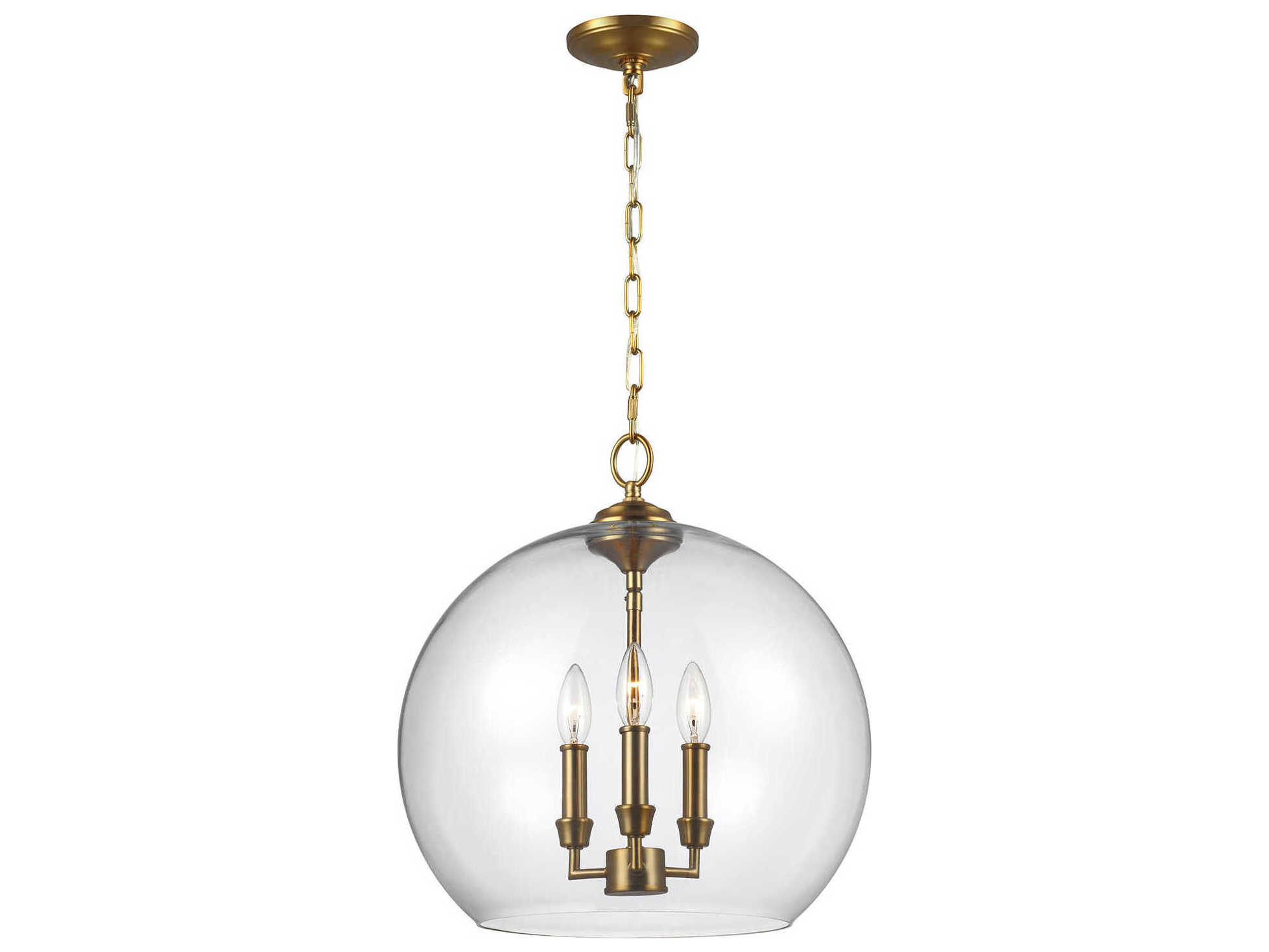 Visual Comfort Studio Lawler 3-Light Burnished Brass Pendant