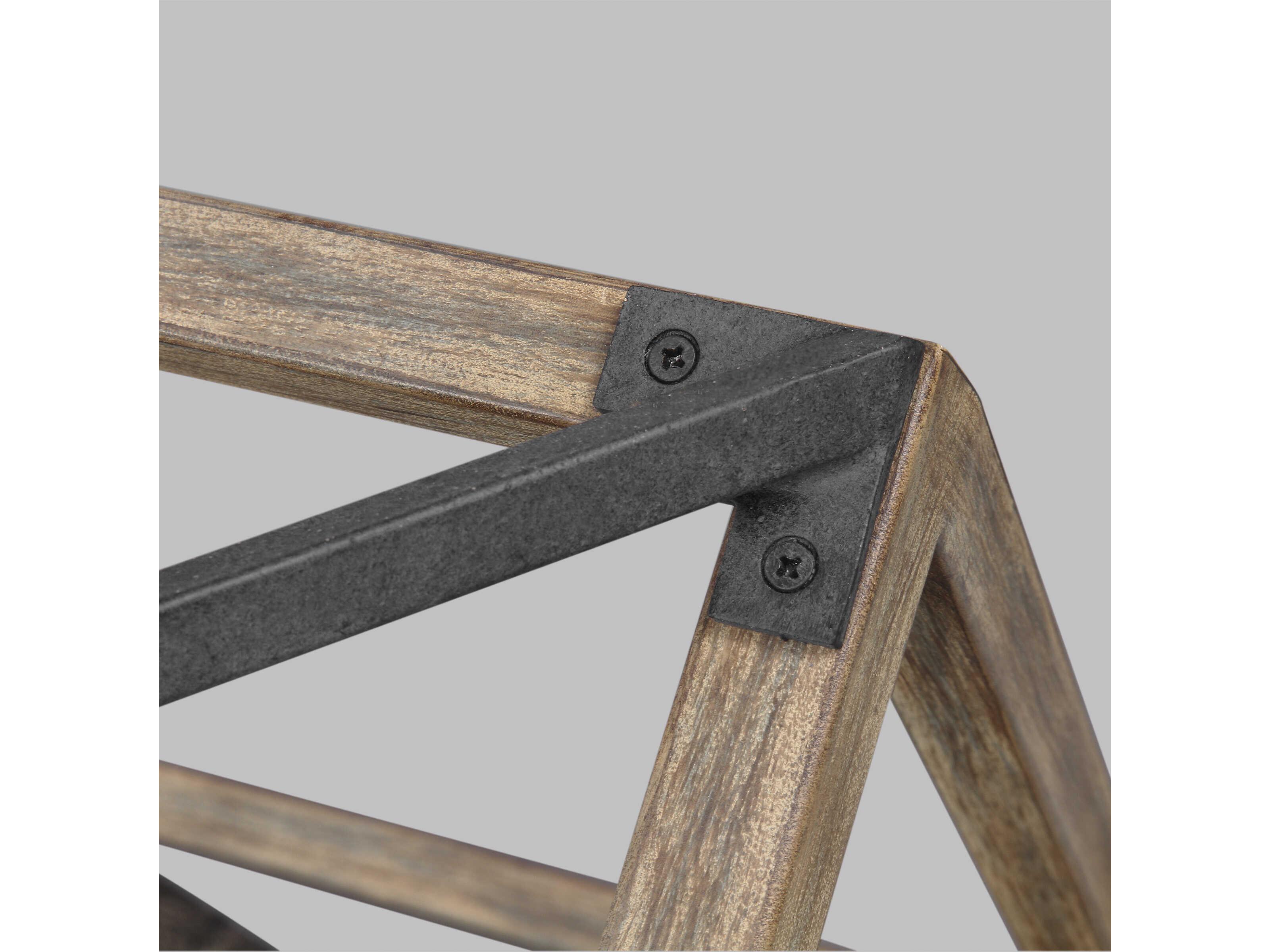 Visual Comfort Studio Gannet 6-Light Weathered Oak Wood Antique Forged Iron Brown Candelabra Chandelier