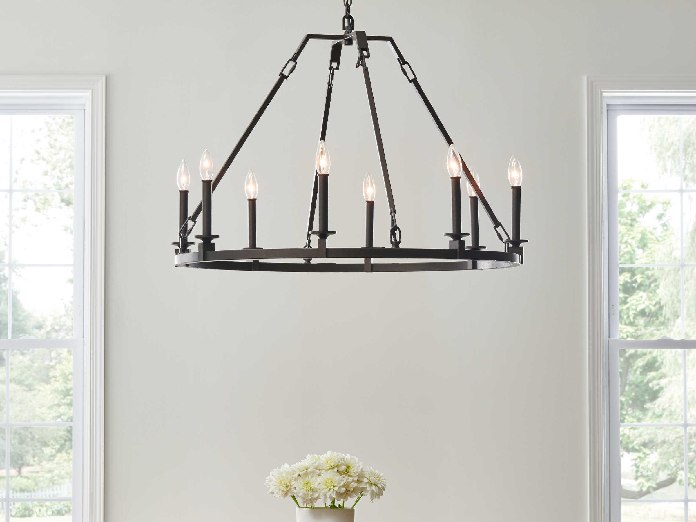 Visual Comfort Studio Landen 8-Light Smith Steel Candelabra Chandelier