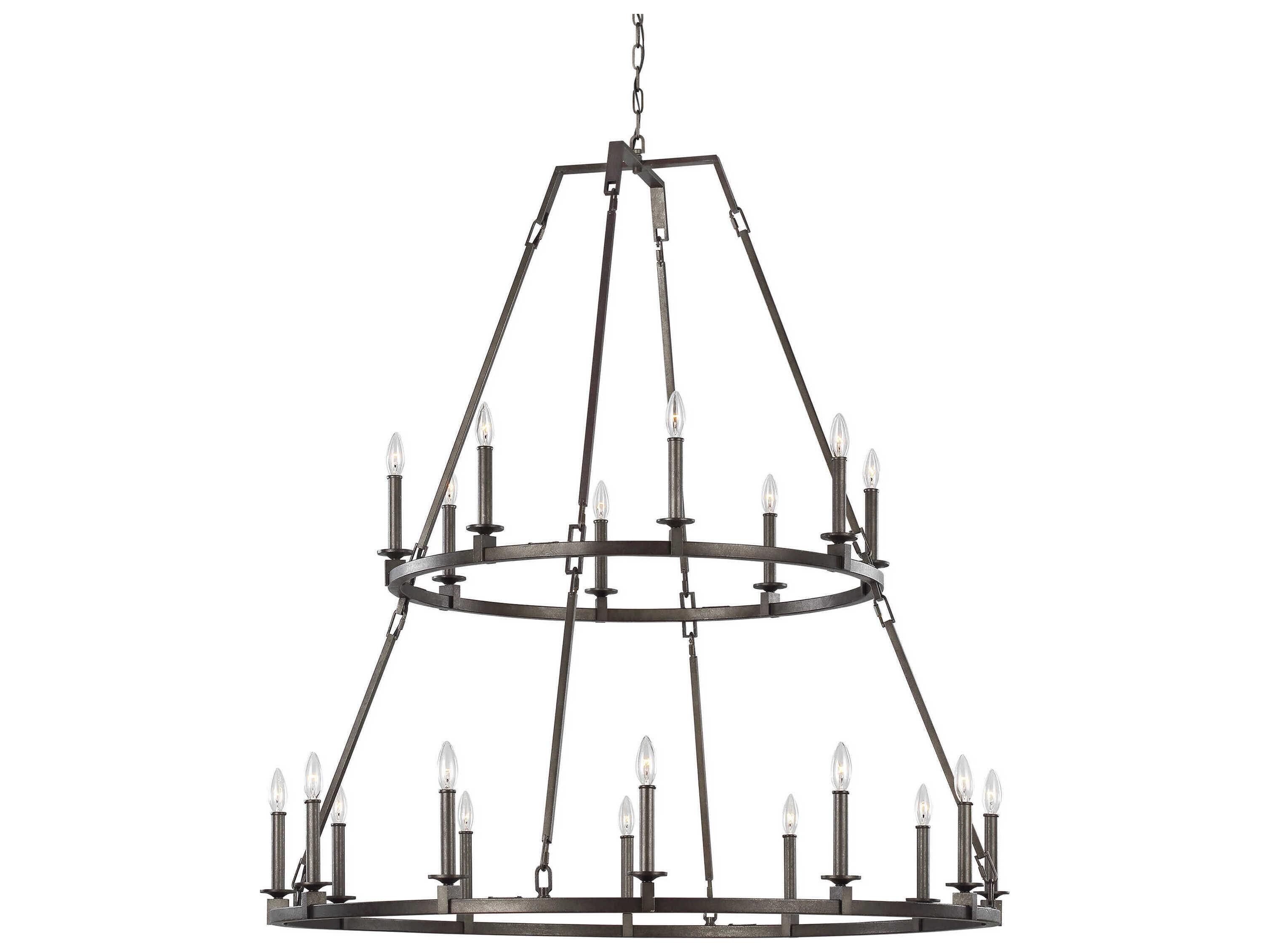 Visual Comfort Studio Landen 20-Light Smith Steel Candelabra Chandelier