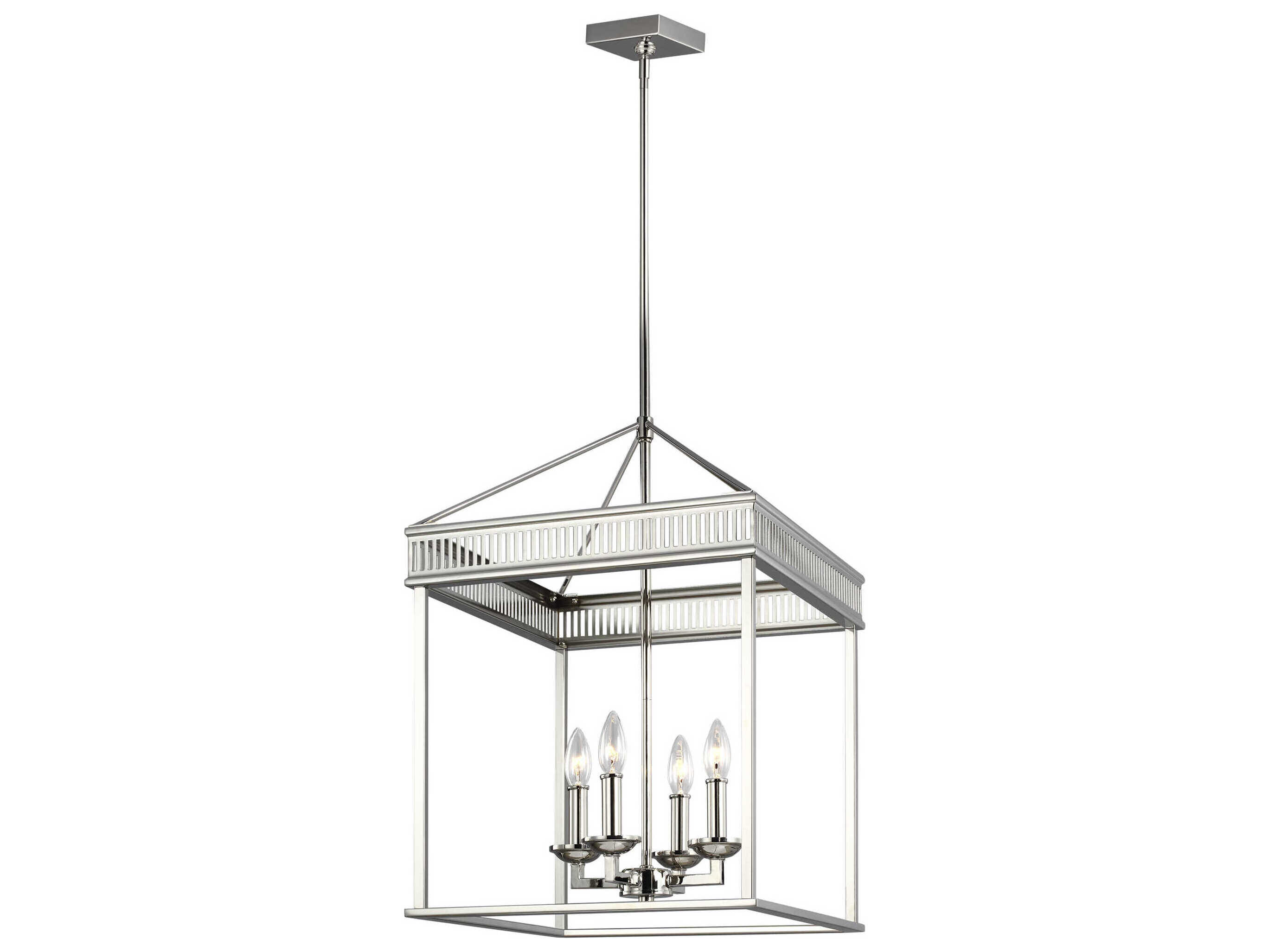 Visual Comfort Studio Woodruff 4-Light Polished Nickel Lantern Pendant