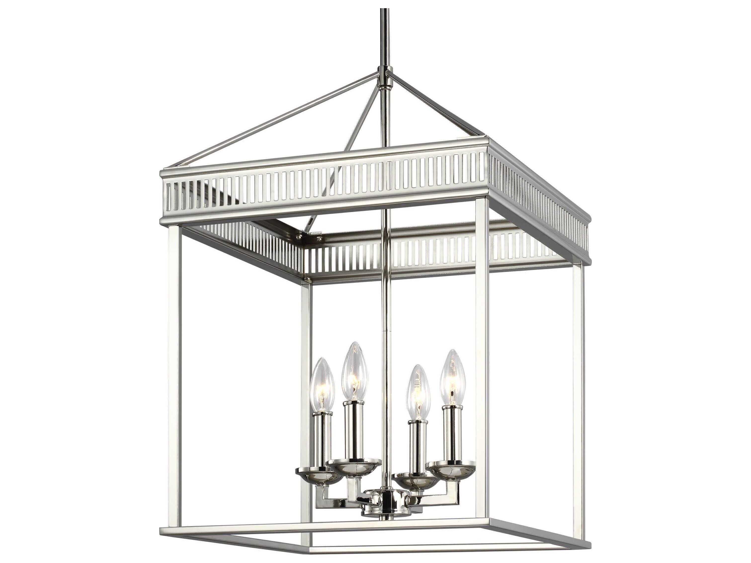 Visual Comfort Studio Woodruff 4-Light Polished Nickel Lantern Pendant