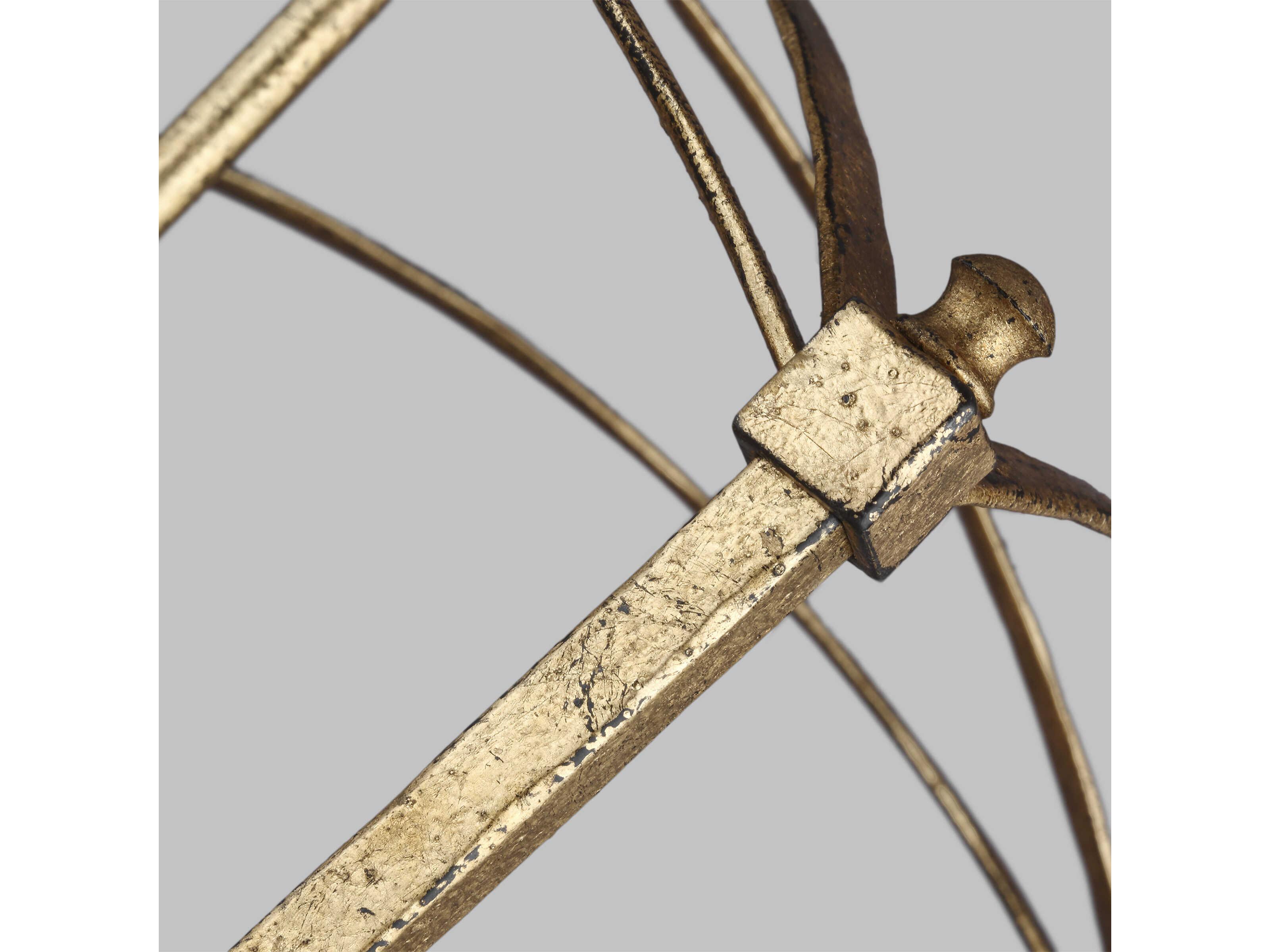 Visual Comfort Studio Thayer 4-Light Antique Gild Gold Candelabra Lantern Chandelier