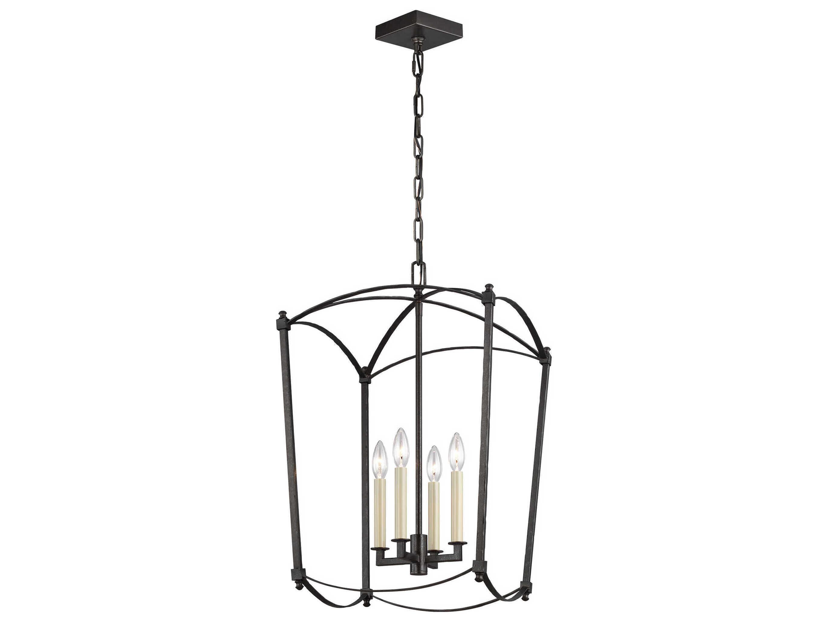 Visual Comfort Studio Thayer 4-Light Smith Steel Candelabra Lantern Chandelier