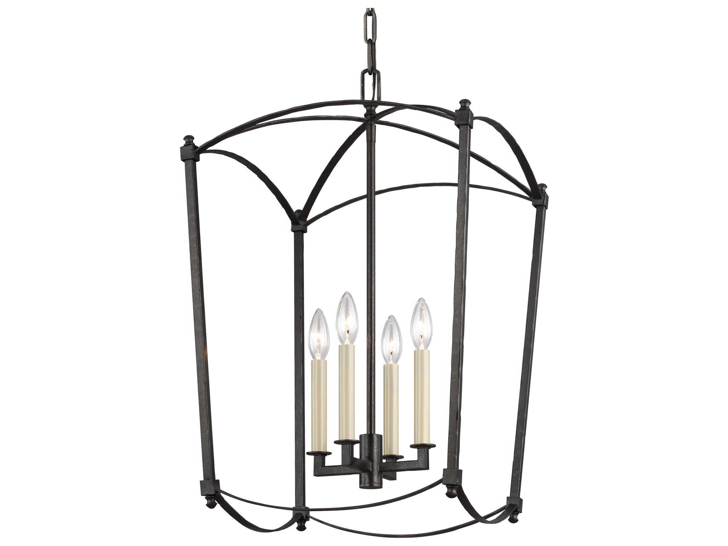 Visual Comfort Studio Thayer 4-Light Smith Steel Candelabra Lantern Chandelier