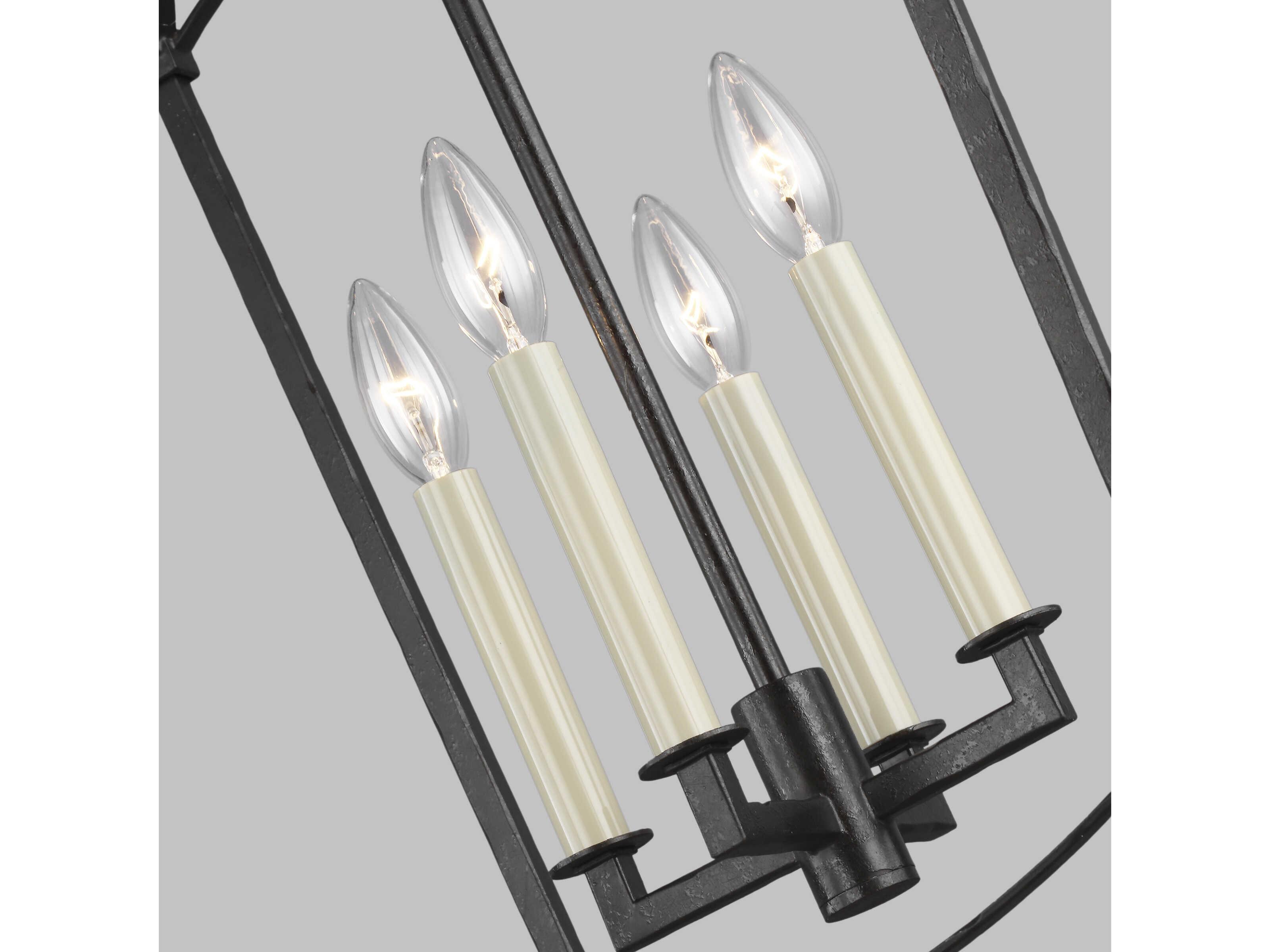 Visual Comfort Studio Thayer 4-Light Smith Steel Candelabra Lantern Chandelier